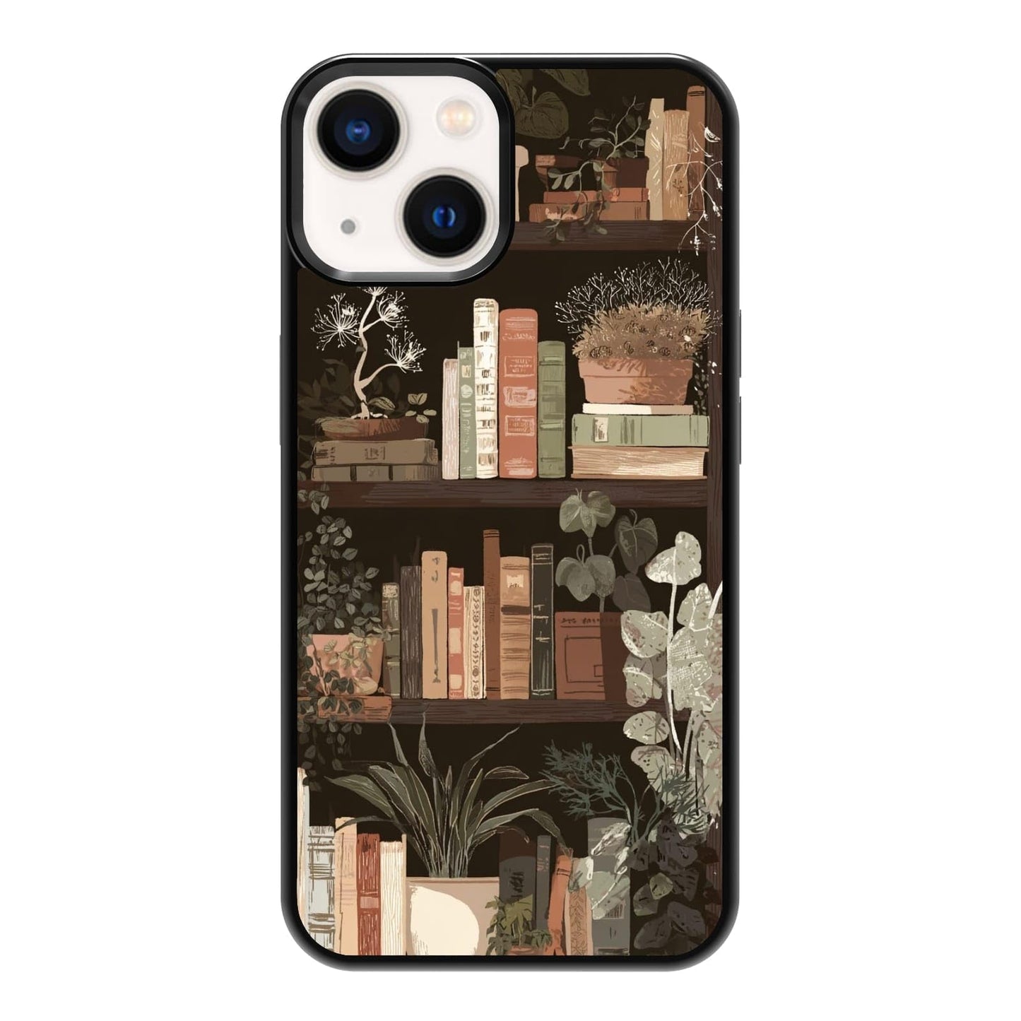 Urban Jungle Bookshelf Houseplant Study Room Phone Case, Shockproof Protective Cover for iPhone 11 12 13 14 15 16 17 Pro Max Plus Mini XR 7 8 SE