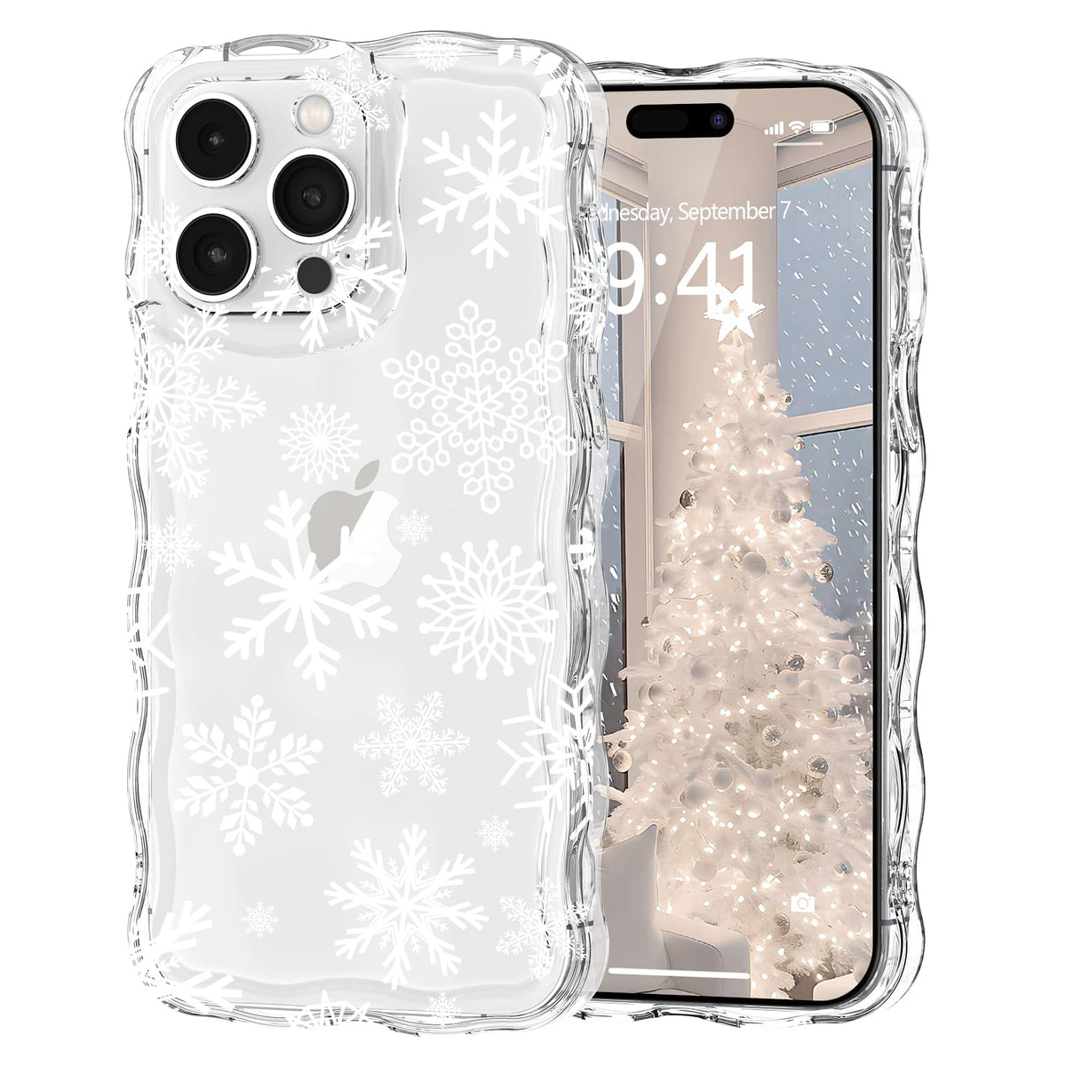 Christmas Phone Case for iPhone Air Wavy Clear Xmas,Candy Cane | Cute Curly Wavy Merry Xmas Pattern Case Clear Santa Snowman Elk Cover for Girls Kids Women Slim Protective Cover