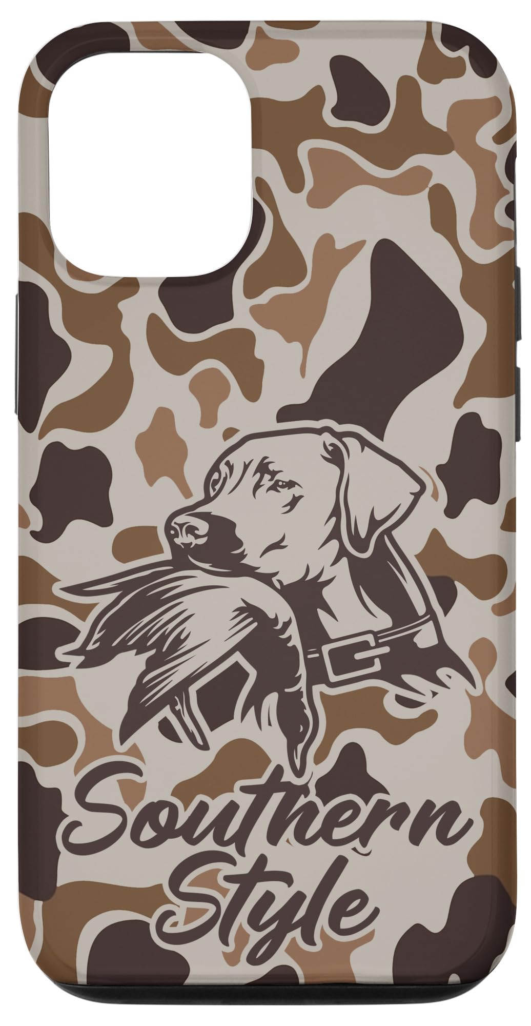 iPhone 15 Old School Camo Southern Style Duck Hunters with Dog Case