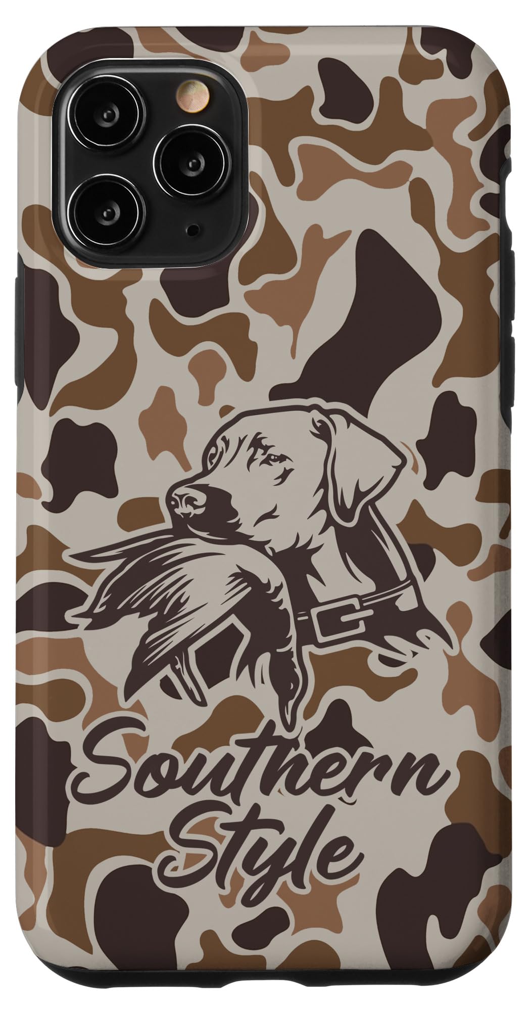 iPhone 15 Old School Camo Southern Style Duck Hunters with Dog Case