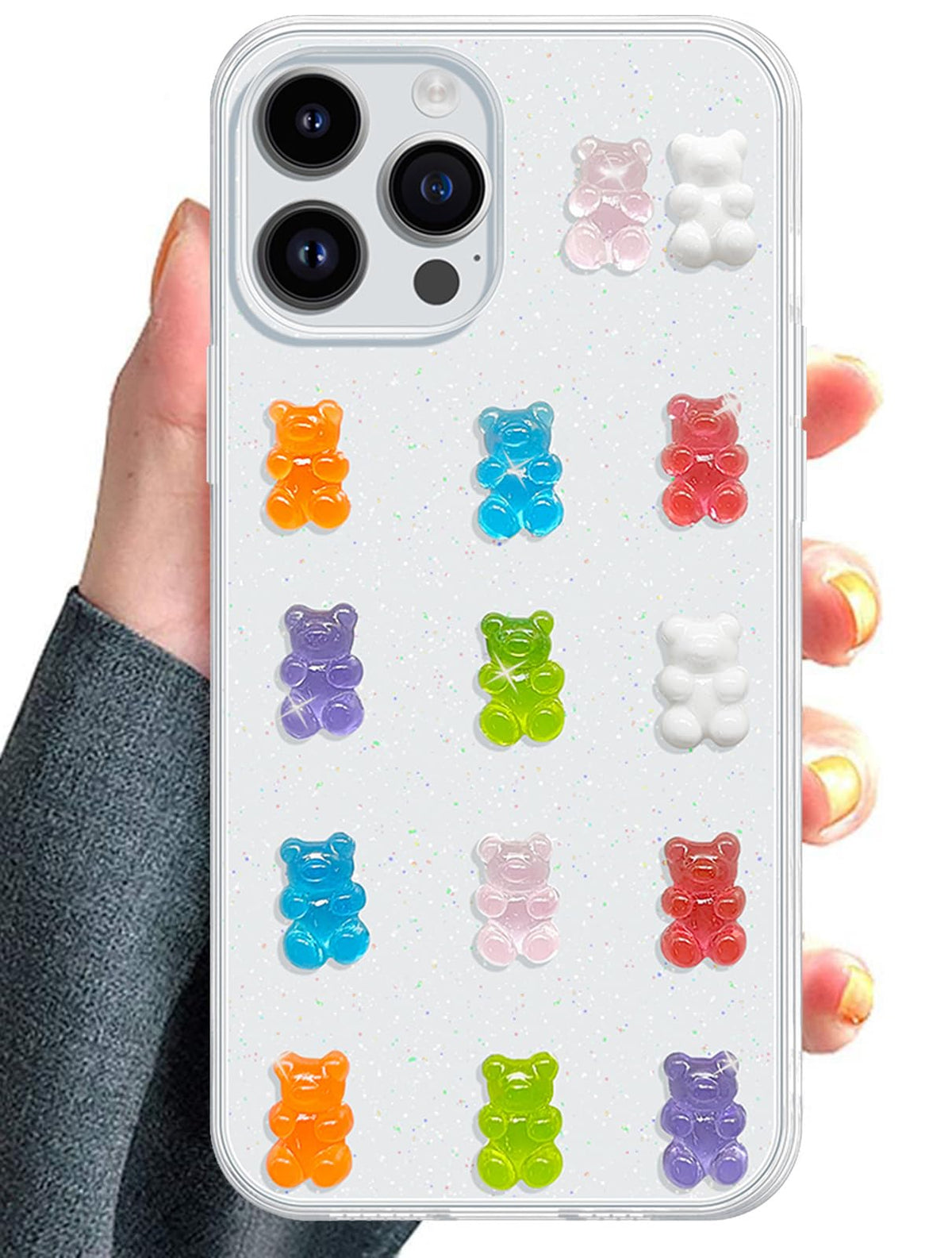 UnnFiko Cute Clear Phone Case for iPhone 15, Super Kawaii Cartoon Bears, Funny Creative Soft Protective Phone Cases Cover for iPhone 15(Bears)