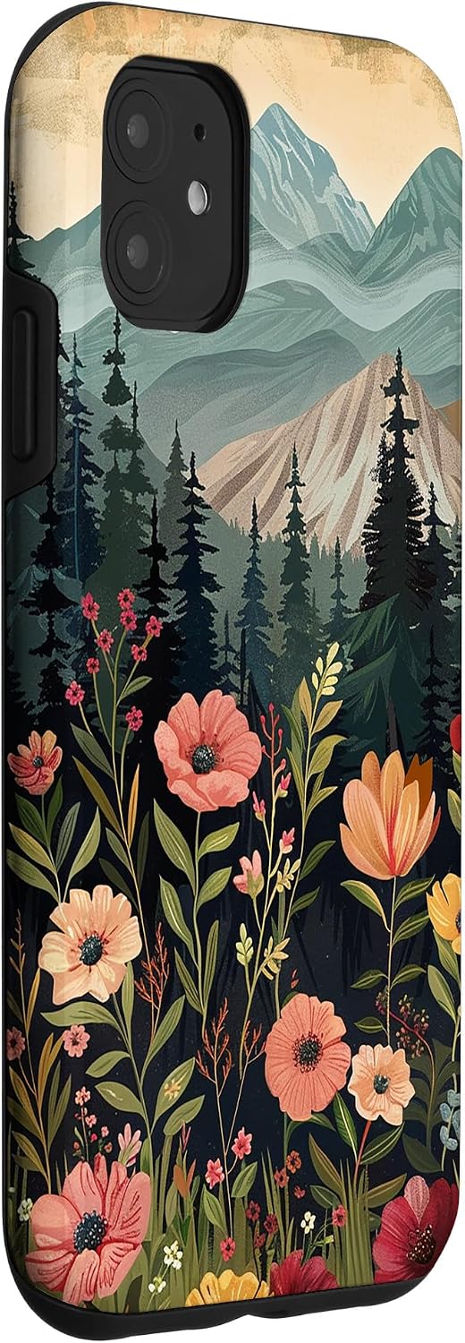 Floral Mountain Boho Pine Tree Forest Nature Case for iPhone 11