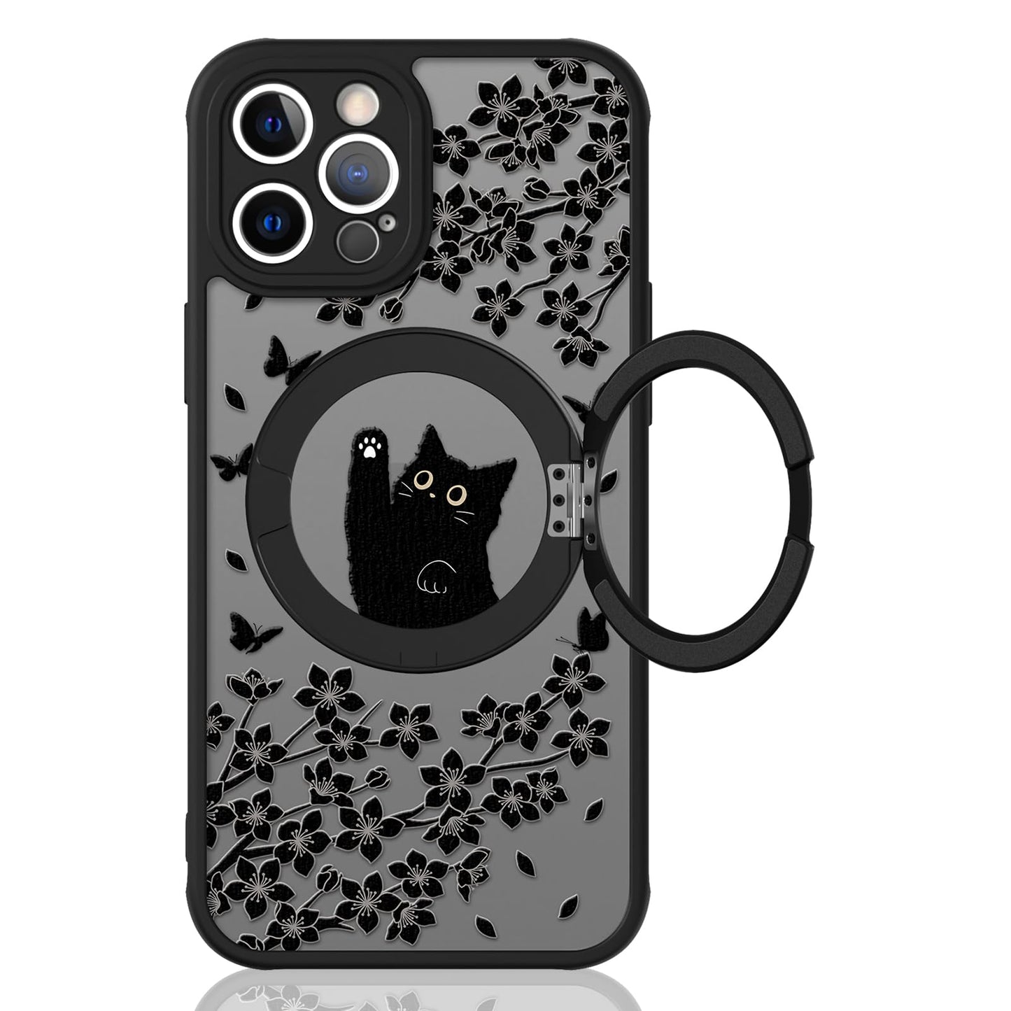 Cute Magnetic Case for iPhone 14 Case, Black Cats Pattern | Compatible with MagSafe, Soft Bumper Hard Back Kawaii Animal Aesthetic Protective Phone Cover Design for Women Girls Boys