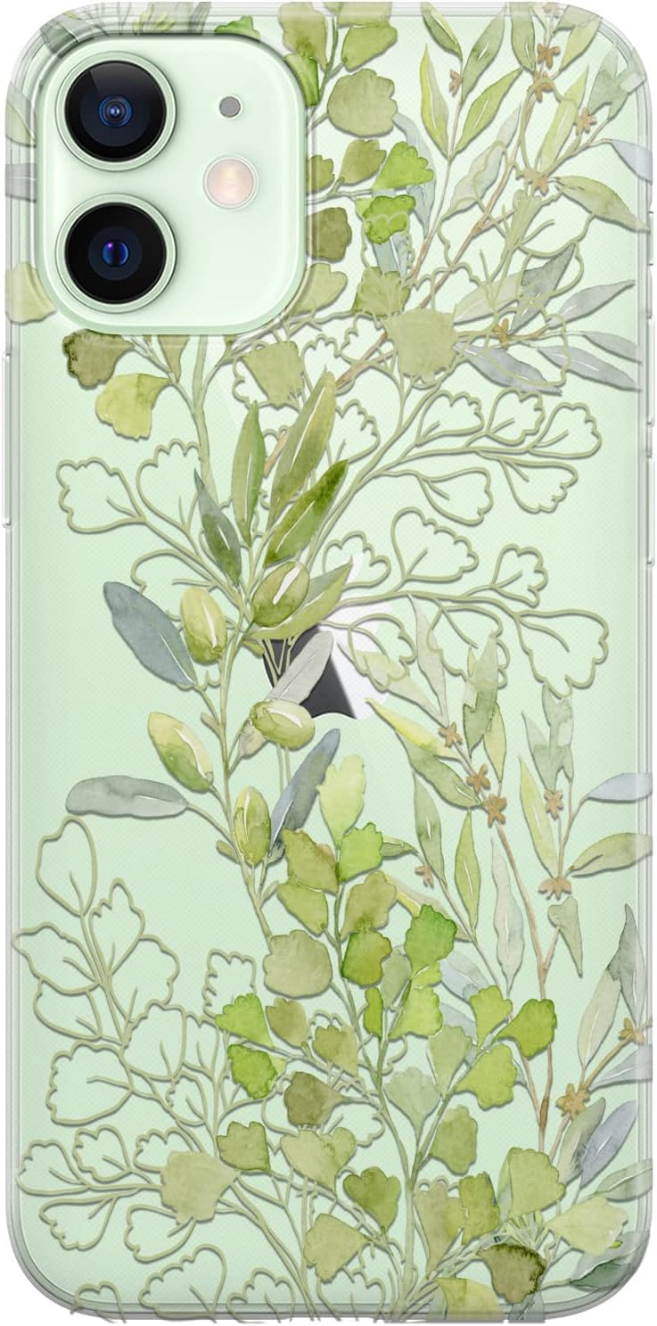 Phone Case Compatible with iPhone 17 Air 16e 15 Pro Max 14 Plus 13 12 Mini SE 11 Lightweight Olive Leaves Shockproof Plants Flexible Botanical Fern Green Herbs Cell Protective Print Floral