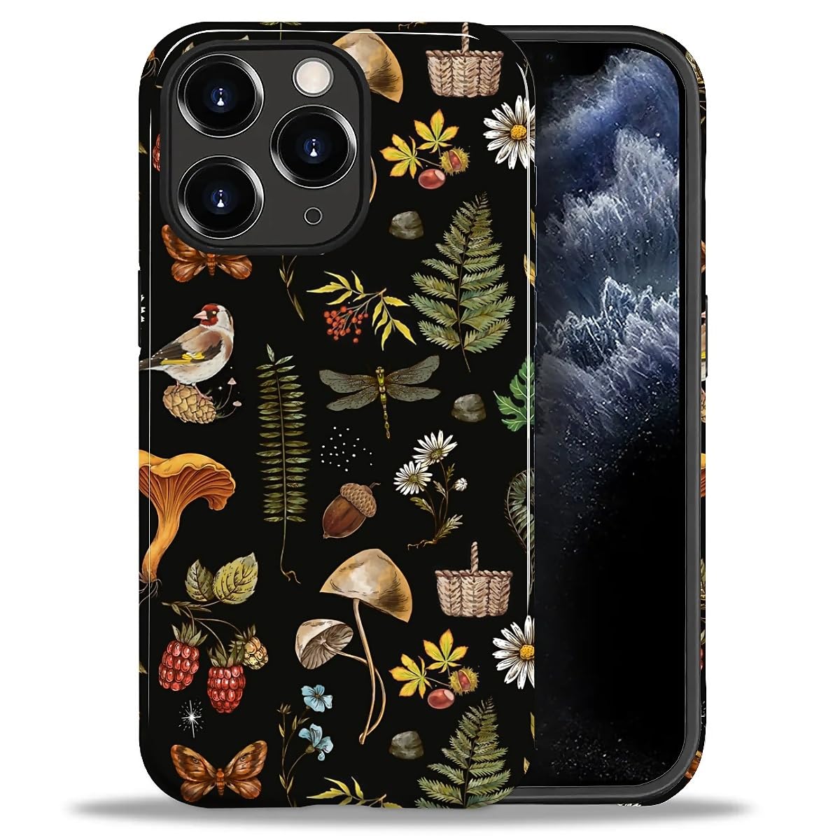 DAIZAG Case for iPhone 13 iPhone 14, Christmas Coffee Snowflake Cane Full-Body Design Hybrid Dual Protection Soft TPU + Hard PC, Shockproof Scratch-Resistant Protective Cover Phone Case for Men Women