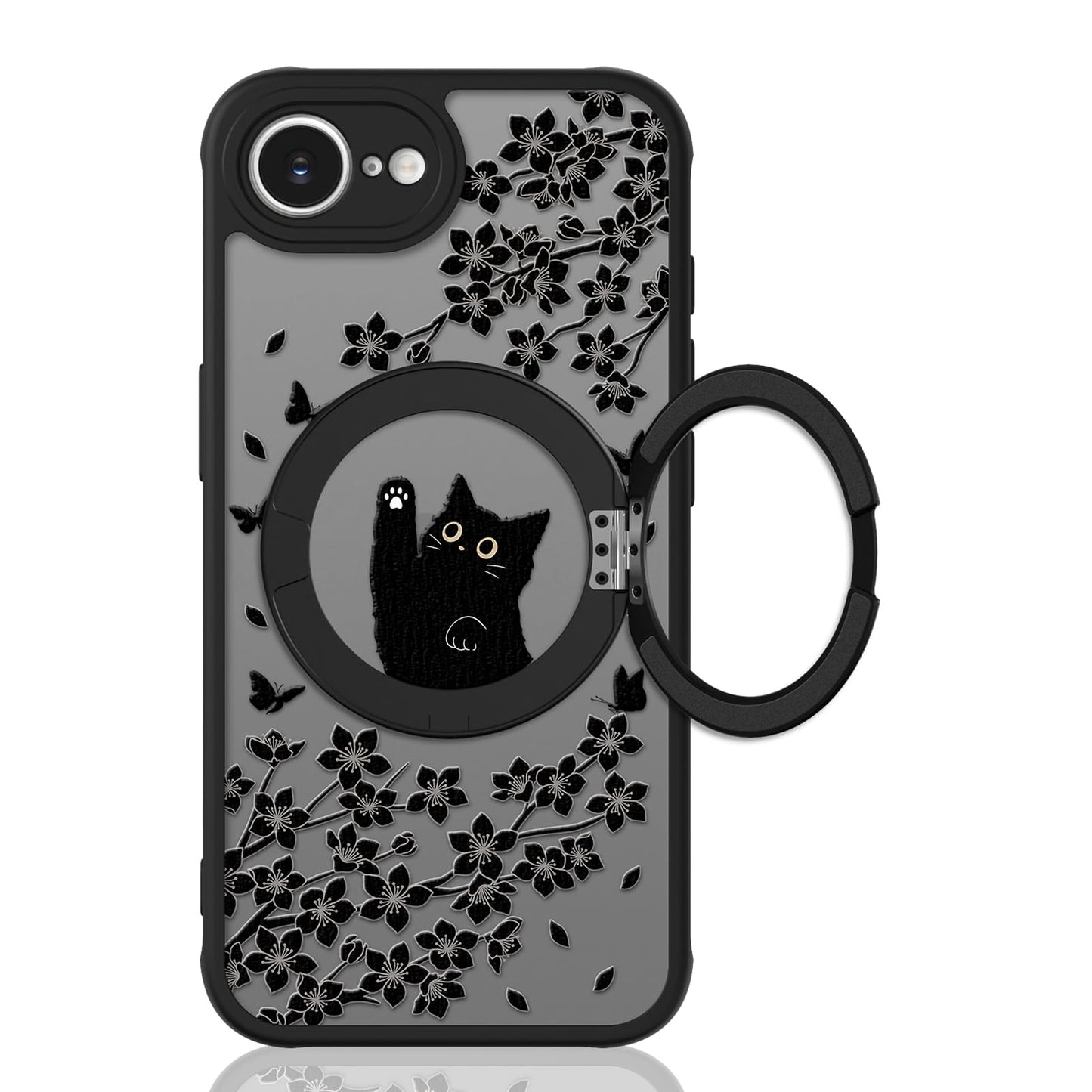 Cute Magnetic Case for iPhone 14 Case, Black Cats Pattern | Compatible with MagSafe, Soft Bumper Hard Back Kawaii Animal Aesthetic Protective Phone Cover Design for Women Girls Boys