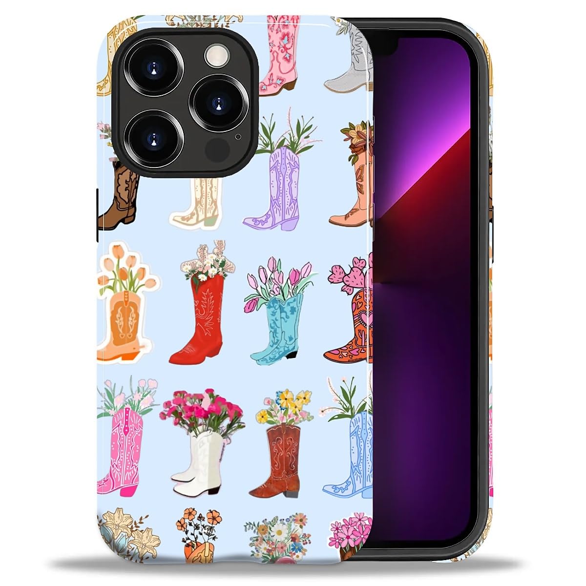 DAIZAG Case for iPhone 13 iPhone 14, Christmas Coffee Snowflake Cane Full-Body Design Hybrid Dual Protection Soft TPU + Hard PC, Shockproof Scratch-Resistant Protective Cover Phone Case for Men Women