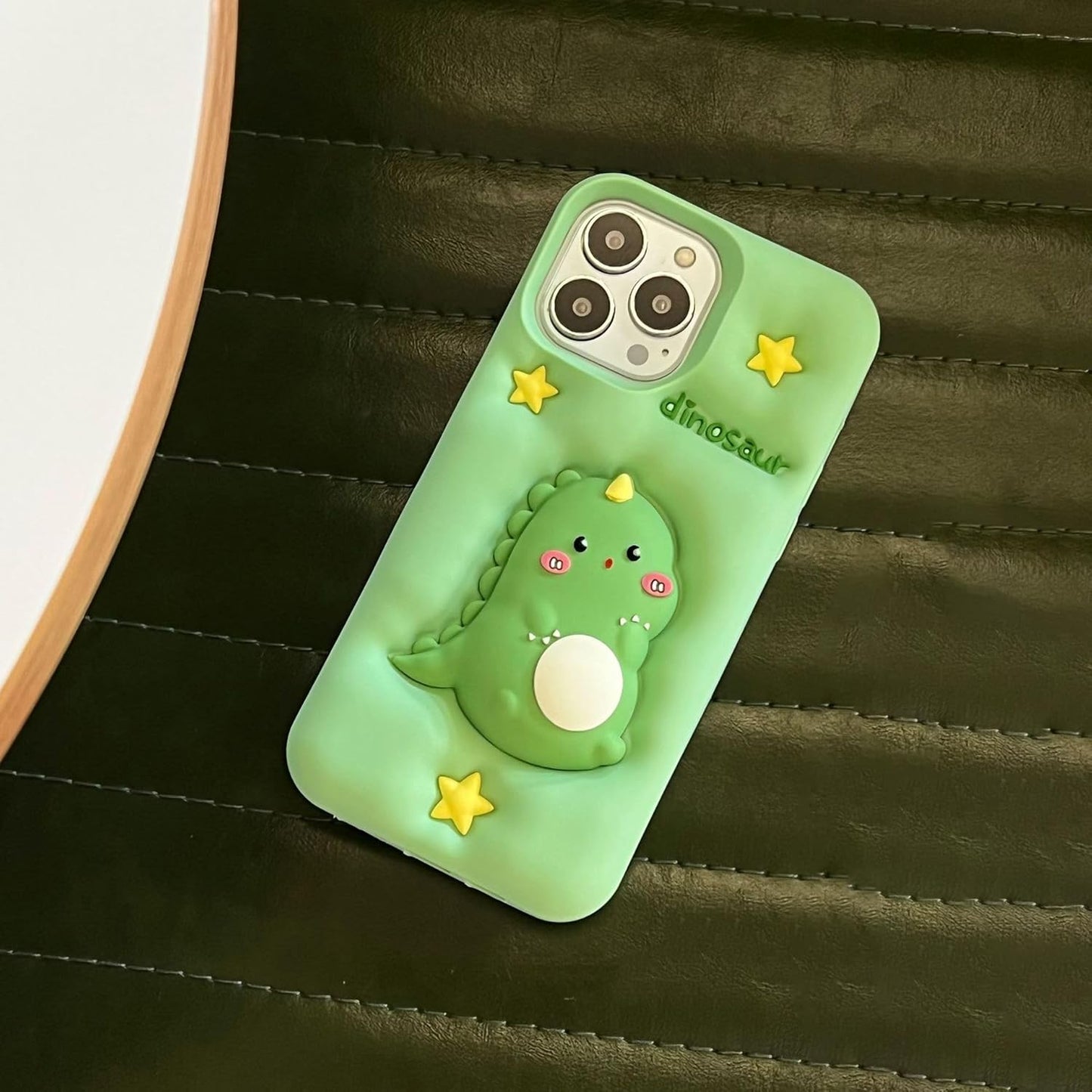 3D Dinosaur Case,Cartoon Cute Kawaii Character Funny Pressing Dinosaur Kids Teens Girls Women Shockproof Soft Silicone Case for iPhone 13/iPhone 14/iPhone 15 6.1 inch