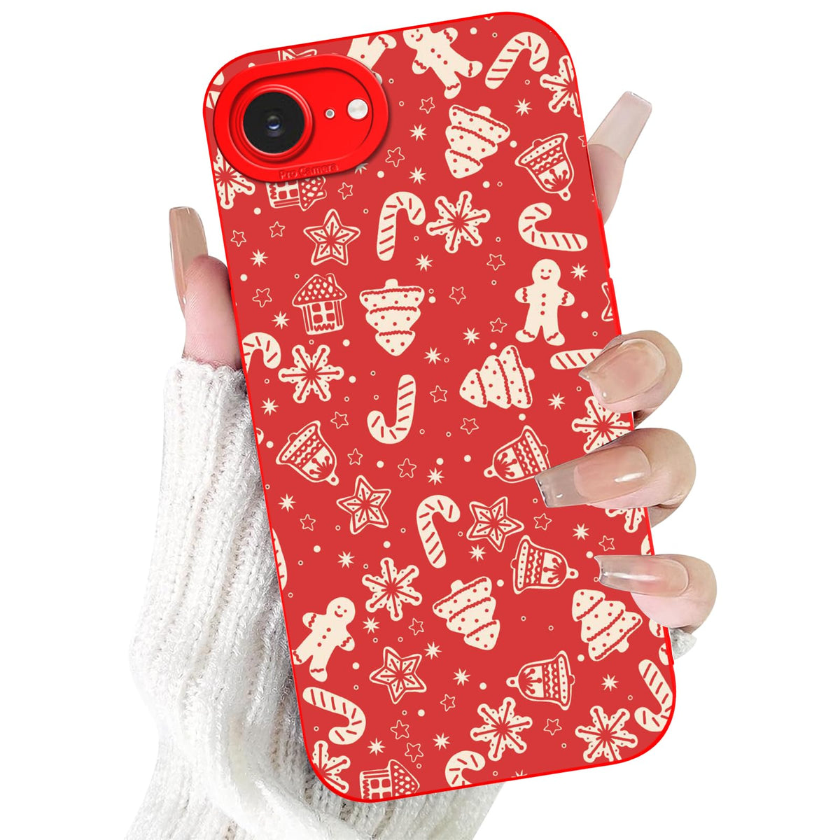 Merry Christmas Phone Case for iPhone 16 6.1，Cute Silicone Case with Xmas Tree Snowflakes, Elk Pattern，Soft Protective Shockproof Gifts for Girls Women Men Boys-Red White Snowflake