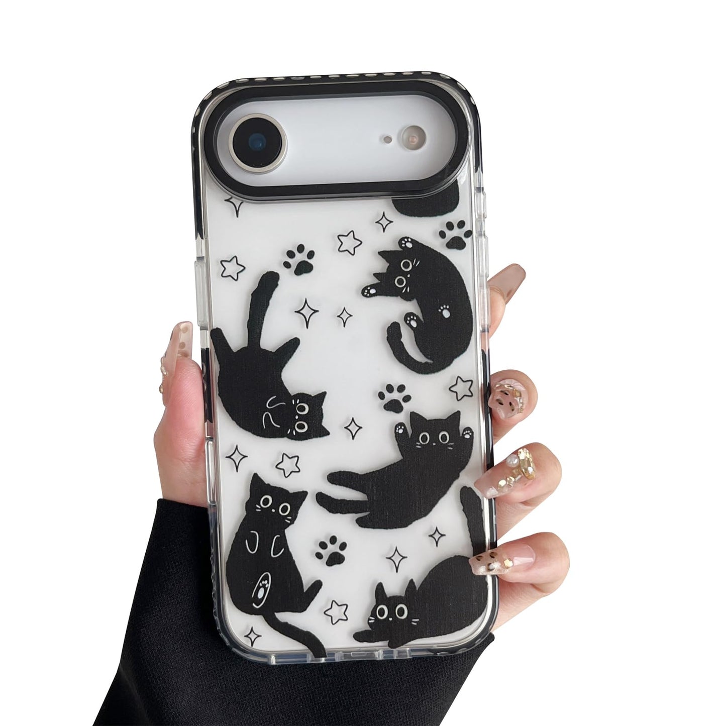 Compatible with iPhone 17 Case,Clear Cute Black Cat Pattern with Shockproof Slim Soft TPU Protective Phone Case for Women Designed for iPhone 17 6.3"