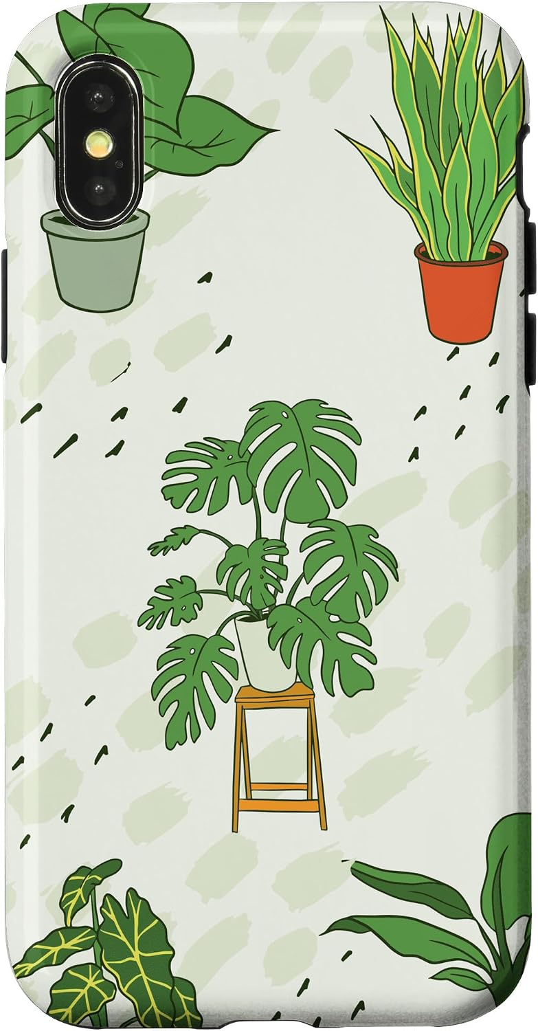 Monstera plant Houseplant Illustrations | Boho Nature Leaf Case for iPhone 15