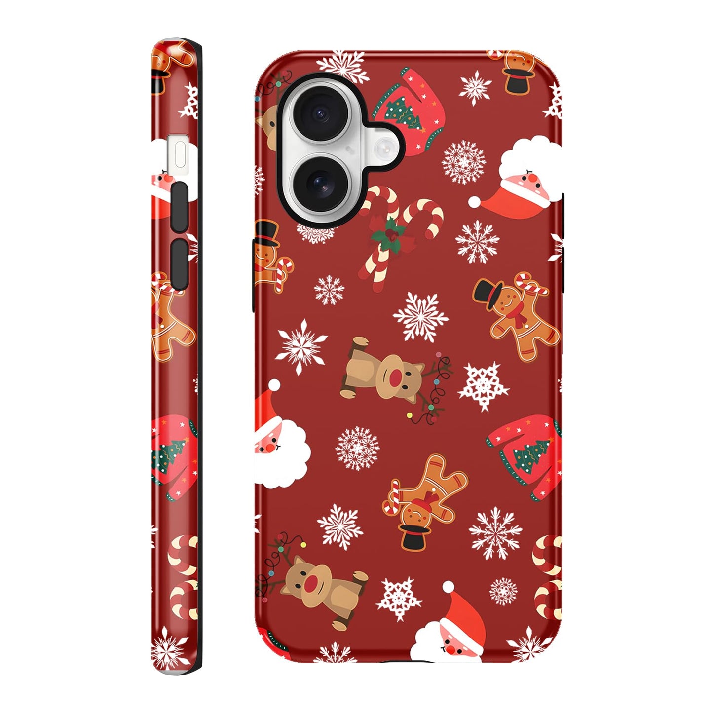 Merry Christmas Phone Case for iPhone 13/14, Cute Case with Candy Gingerbread Man Pattern, Hybrid Durable Shockproof Soft Silicone Cover for Girl Women Men Boys