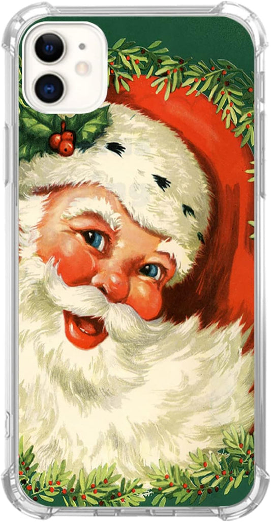 Christmas Vintage Retro Phone Case for iPhone 11, Cute Kawaii Case Winter Holiday Xmas Santa Claus Cover for Girls Boys Women Men, Unique Trendy TPU Bumper Cover Case for iPhone 11