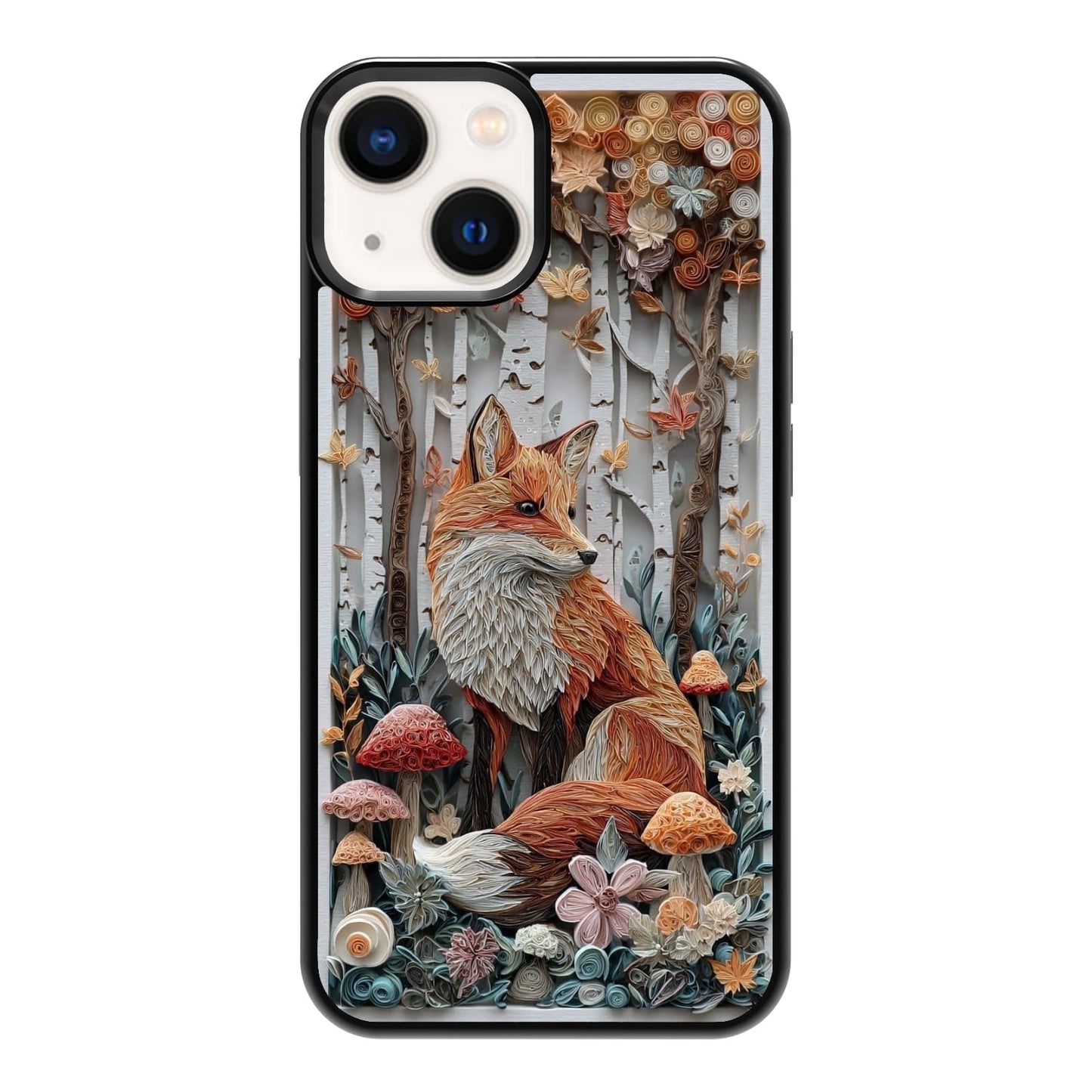 Dark Botanical Wildflower Forest Green Leaf White Blossom Nature Art Phone Case, Shockproof Protective Cover for iPhone 11 12 13 14 15 16 17 Pro Max Plus Mini XR 7 8 SE
