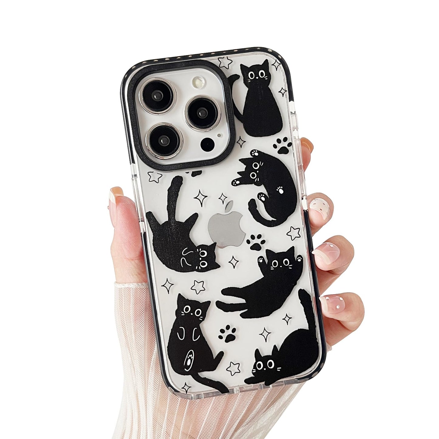 Compatible with iPhone 17 Case,Clear Cute Black Cat Pattern with Shockproof Slim Soft TPU Protective Phone Case for Women Designed for iPhone 17 6.3"