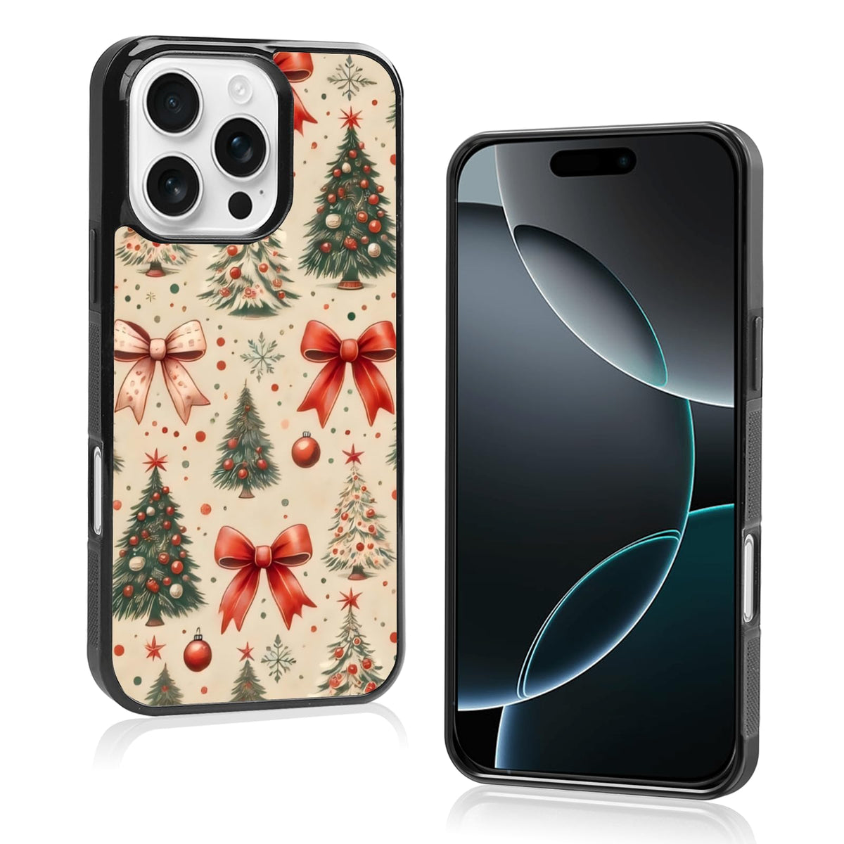 Cute Christmas Tree Bow Phone Case: Kawaii Winter Non-Slip Design Compatible with iPhone 13./14 Case for Women & Girl（14）