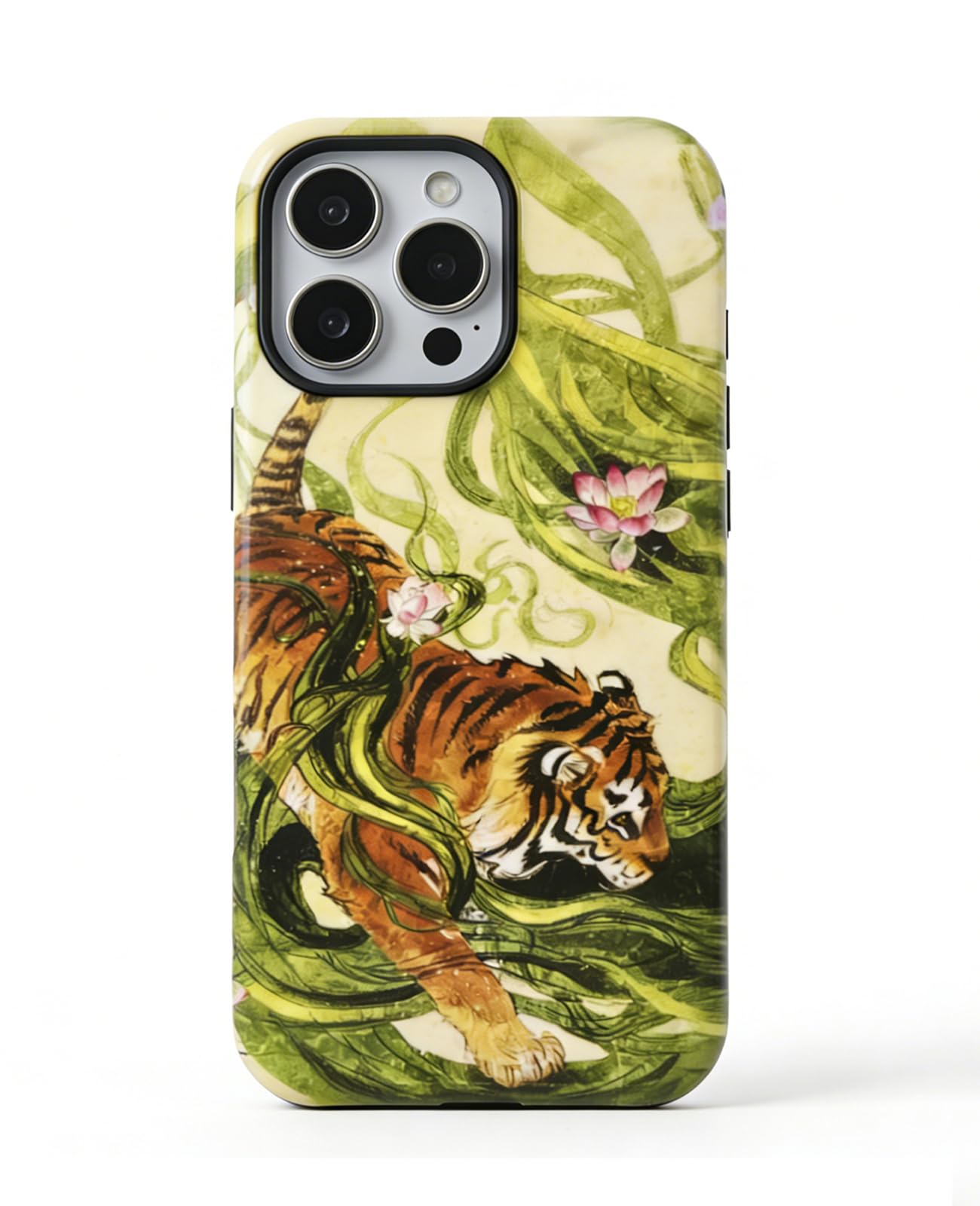 for iPhone 17 Pro Case Cute Retro Chinese-Style Tiger Phone Case Made of Hard PC Material, It Provides Full Protection with A Glossy Finish for Women (Green, iPhone 17 Pro)