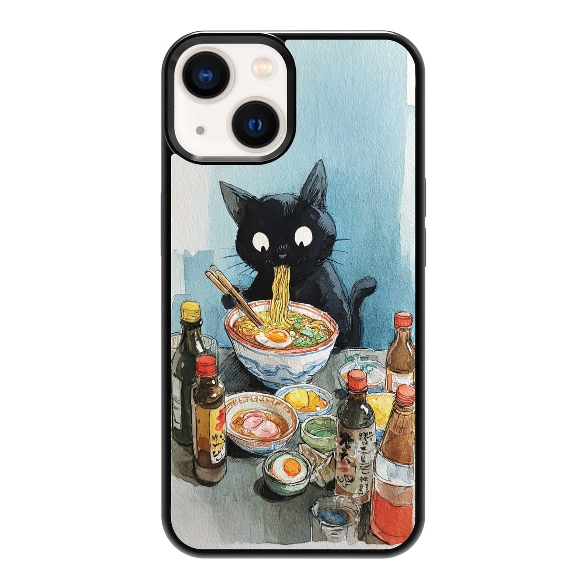 Lush Tropical Monstera Leaves Black Cat Botanical Art Phone Case, Shockproof Protective Cover for iPhone 11 12 13 14 15 16 17 Pro Max Plus Mini XR 7 8 SE