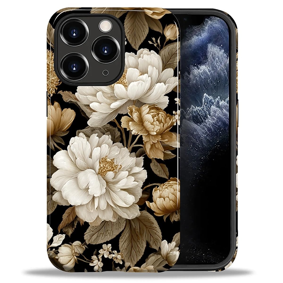 DAIZAG Case for iPhone 13 iPhone 14, Christmas Coffee Snowflake Cane Full-Body Design Hybrid Dual Protection Soft TPU + Hard PC, Shockproof Scratch-Resistant Protective Cover Phone Case for Men Women