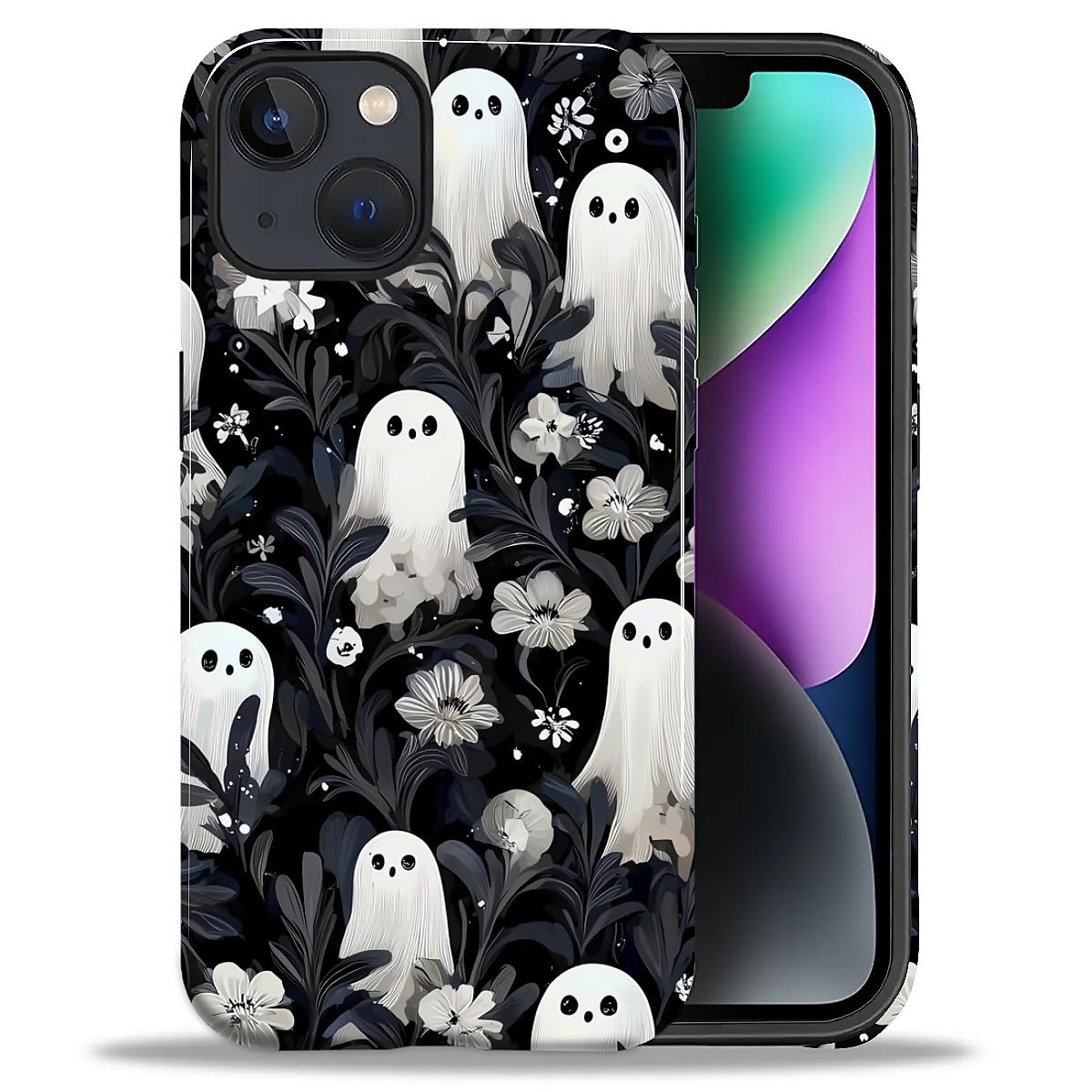 DAIZAG Case for iPhone 13 iPhone 14, Christmas Coffee Snowflake Cane Full-Body Design Hybrid Dual Protection Soft TPU + Hard PC, Shockproof Scratch-Resistant Protective Cover Phone Case for Men Women
