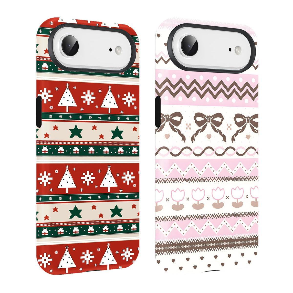 2 Pack Merry Christmas Tree Phone Case for iPhone 13 / iPhone 14 Case 6.1", Cute Xmas Snowflake Pattern Design Phone Cover Hard PC Shockproof Soft TPU Matte Protection Funda for Girls Women
