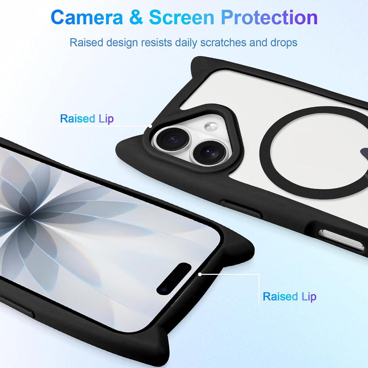 AIGOMARA Cute Kitty Case for iPhone 17 with 3D Cat Ears, Black | Kawaii Magnetic Tail Design [Compatible with MagSafe] Clear Aesthetic Drop Proof Protective Phone Cover for Women Girls