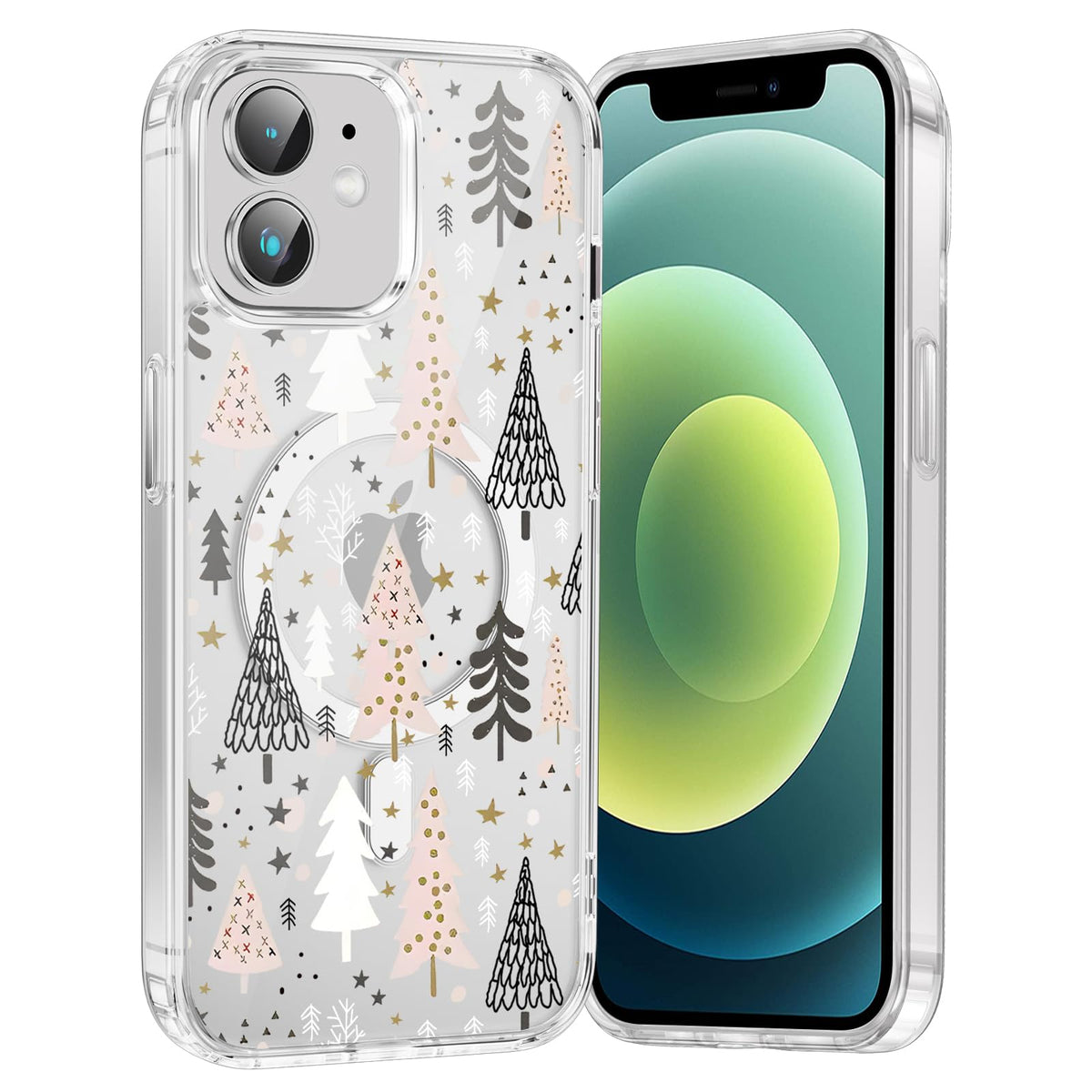 Merry Christmas Snowflake Phone Case for iPhone 13 / iPhone 14 Xmas Clear Magnetic Case 6.1", Compatible with Magsafe, Cute Winter Pattern Design Cover Shockproof Soft TPU Funda for Girl Women