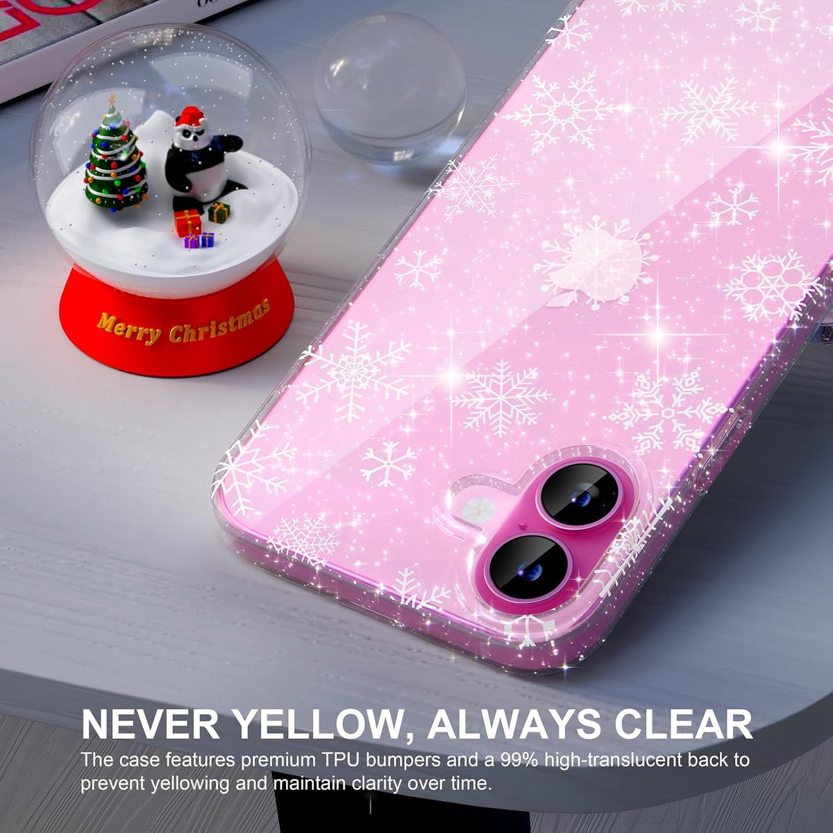 Choiche Compatible for iPhone 16 Case, Cute Glitter Sparkly Bling Christmas Phone Case, Military-Grade Drop Protection Shockproof Cover for Women Girls (Glitter Snowflake)