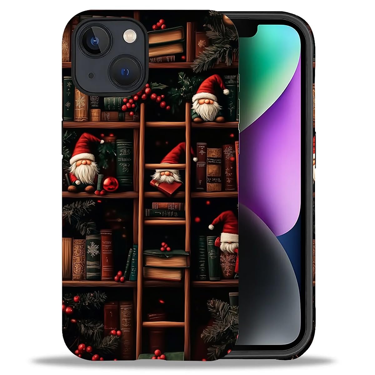 DAIZAG Phone Case Compatible with iPhone 13/14,Christmas Santa Claus Mixed 2 Layer Soft Silicone+Hard PC Ddouble Protection Ultra-Thin Phone Case for iPhone 13/14