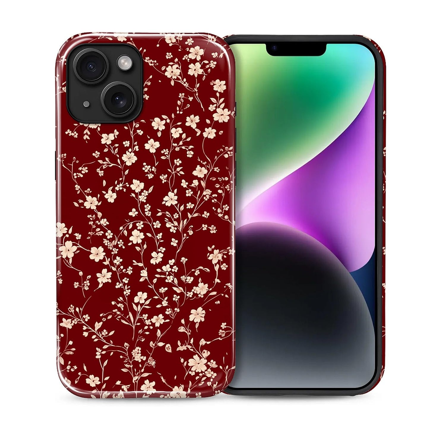 Compatible with iPhone 13 14 Case, Hybrid 2-Layer Case Shockproof Anti-Scratch for Girl Women Boy Men, Plant Collection for iPhone 13 14