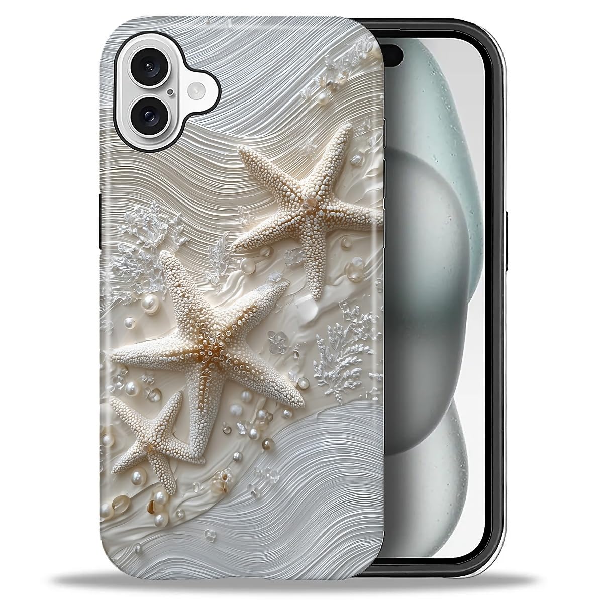 DAIZAG Case for iPhone 13 iPhone 14, Christmas Coffee Snowflake Cane Full-Body Design Hybrid Dual Protection Soft TPU + Hard PC, Shockproof Scratch-Resistant Protective Cover Phone Case for Men Women