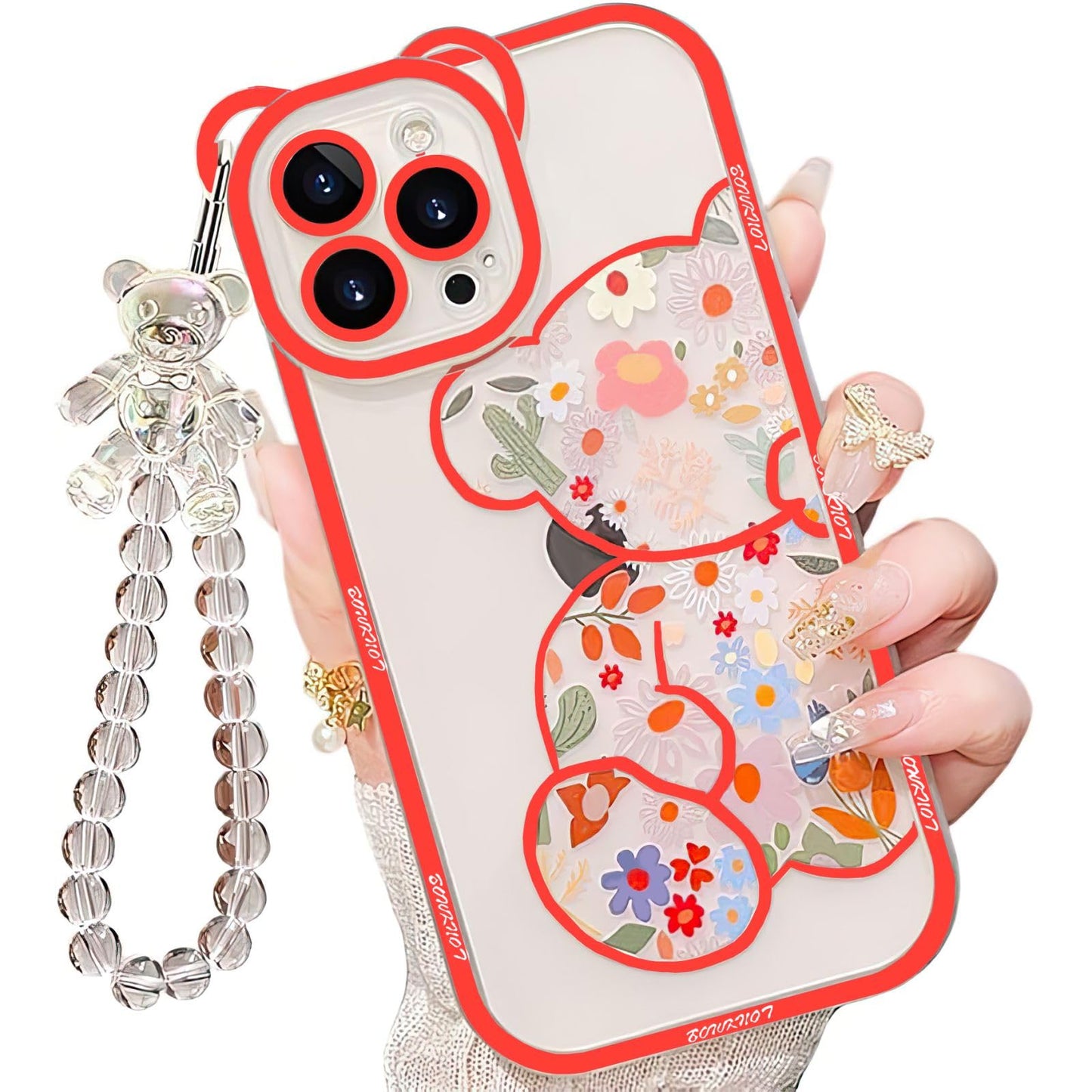 IAIYOXI 3D Cute Cartoon Bear Phone Case for iPhone 14 - Fashionable and Stylish - Funny Pink Bear Design - Soft TPU Protective Case - Kawaii Silicone Cover for Women, Girls, and Kids