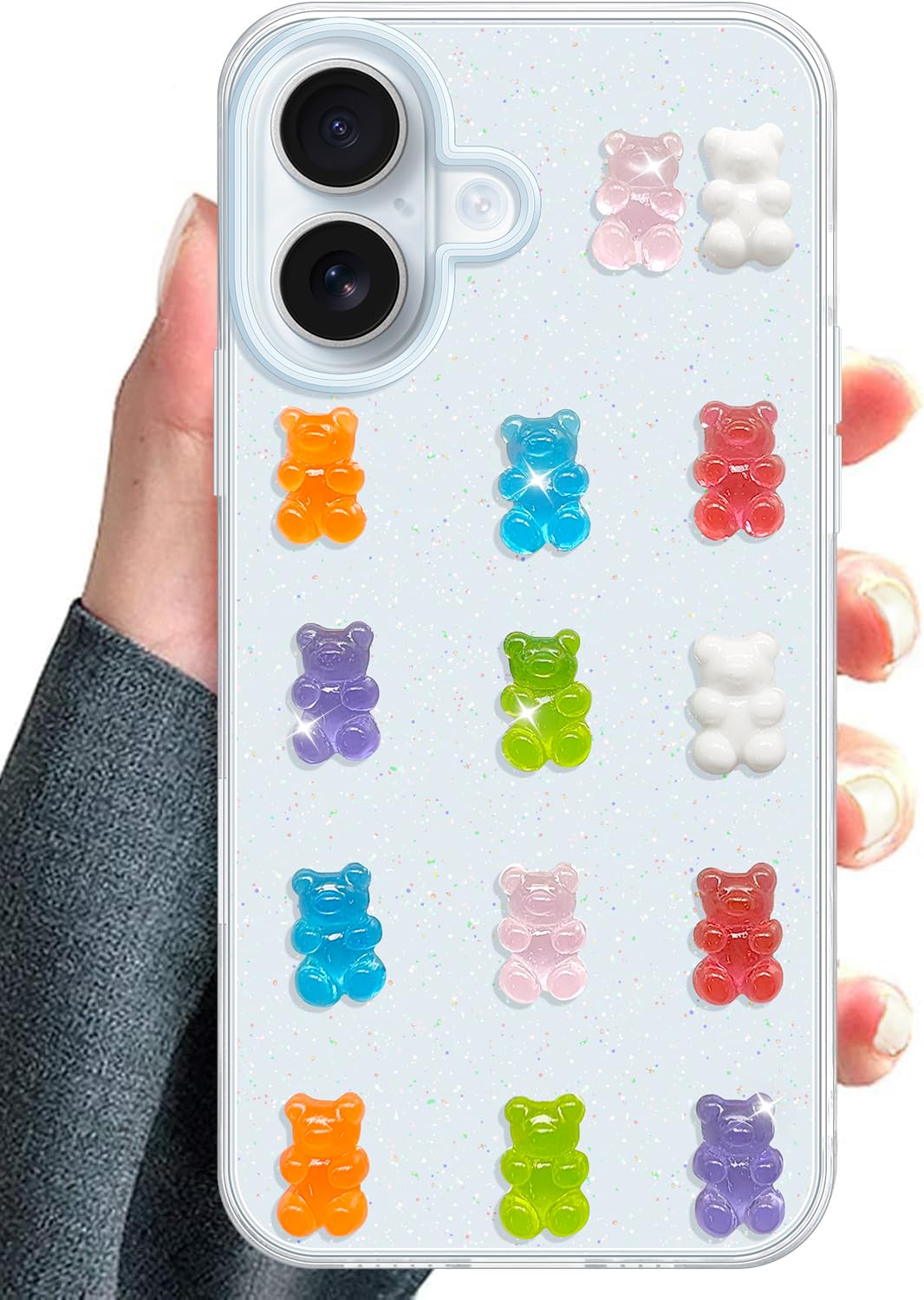UnnFiko Cute Clear Phone Case for iPhone 15, Super Kawaii Cartoon Bears, Funny Creative Soft Protective Phone Cases Cover for iPhone 15(Bears)
