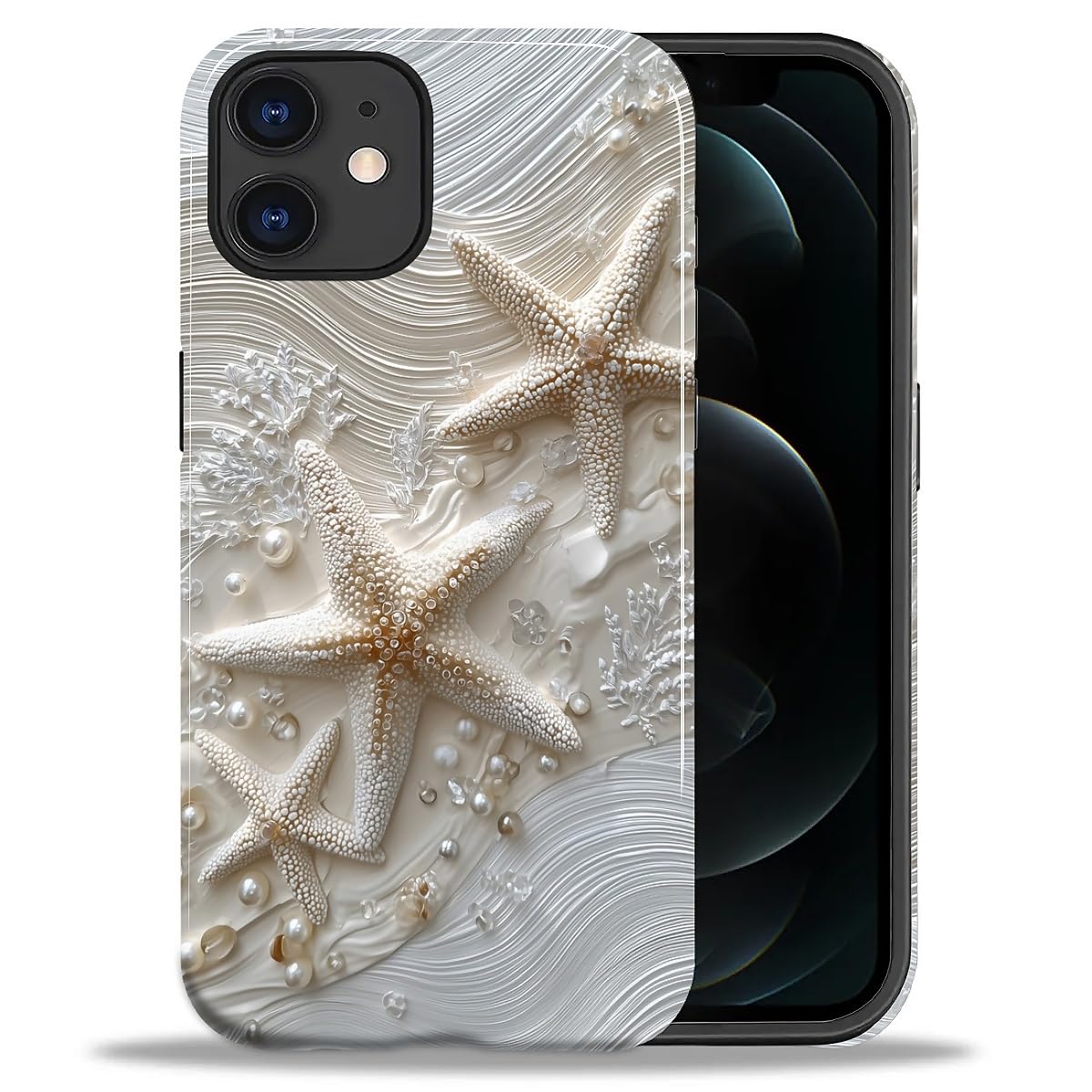 DAIZAG Case for iPhone 13 iPhone 14, Christmas Coffee Snowflake Cane Full-Body Design Hybrid Dual Protection Soft TPU + Hard PC, Shockproof Scratch-Resistant Protective Cover Phone Case for Men Women