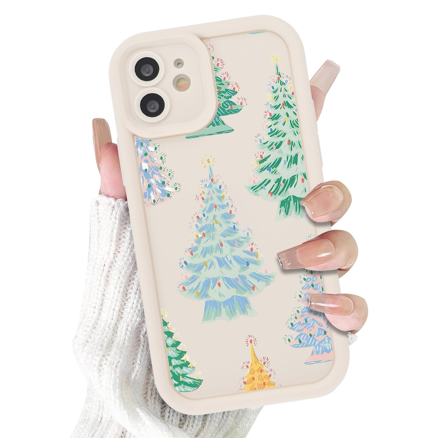 Christmas Phone Case for iPhone 14 6.1", Cute Christmas Tree Gingerbread Man Snowflake Pattern Gifts Case, Pink Aesthetic Protective Shockproof Silicone Cover for Women Girls Men -Pink Snowflakes