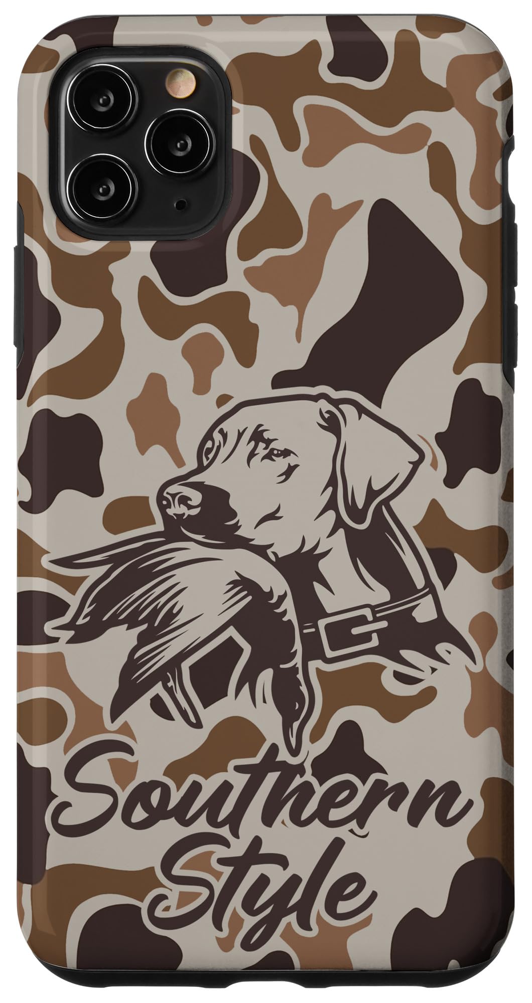 iPhone 15 Old School Camo Southern Style Duck Hunters with Dog Case