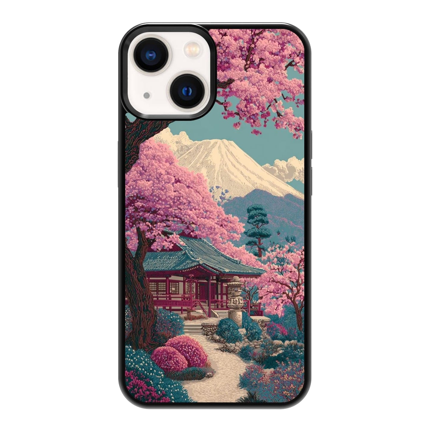 Dark Botanical Wildflower Forest Green Leaf White Blossom Nature Art Phone Case, Shockproof Protective Cover for iPhone 11 12 13 14 15 16 17 Pro Max Plus Mini XR 7 8 SE