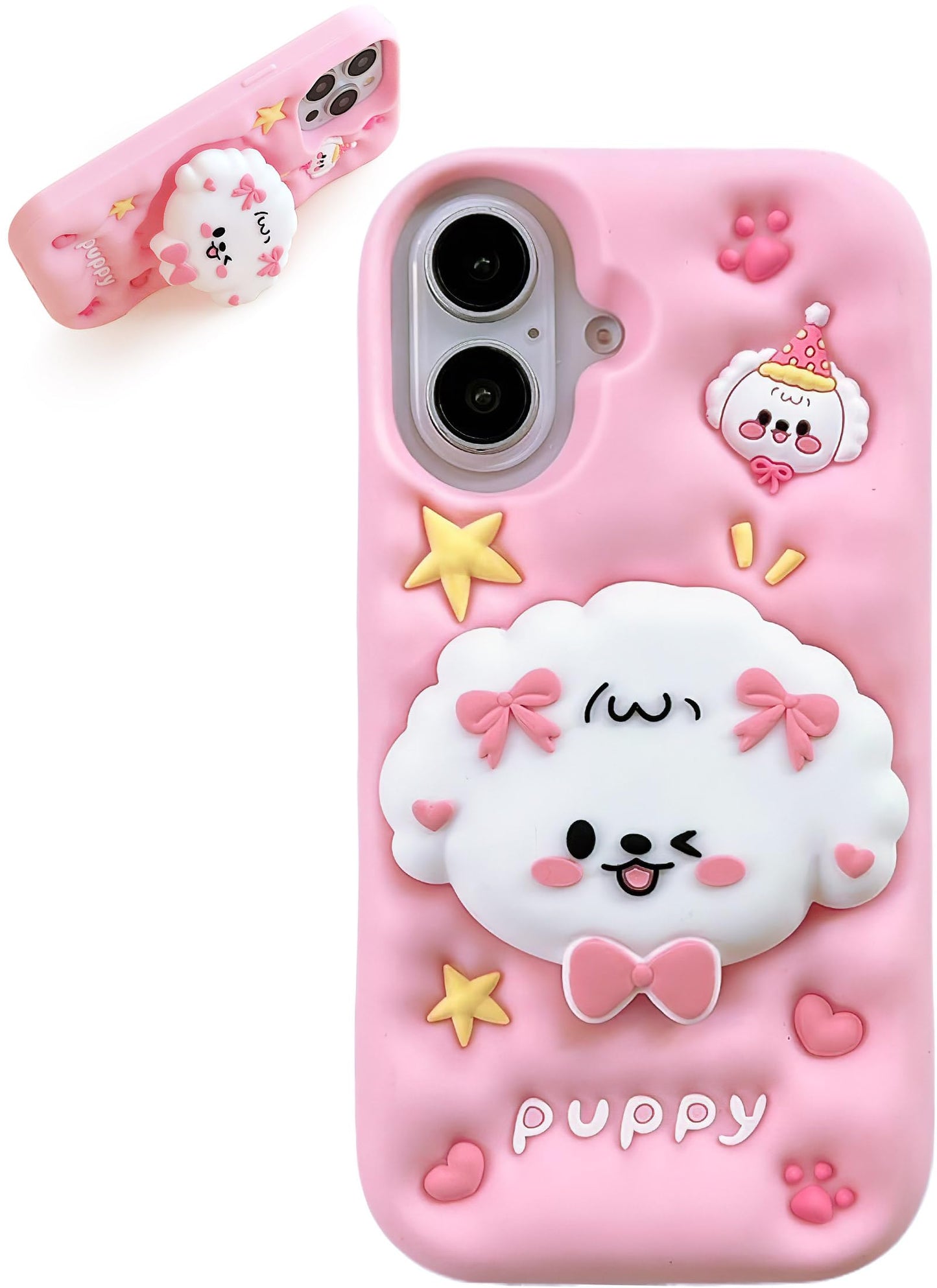 Kawaii 3D Teddy Bear Pop-Up Stand and Grip Phone Case for Samsung Galaxy S25 Ultra, Cute Cartoon Animal Phone Cover for Girls, Boys, Kids, Teens, and Womens