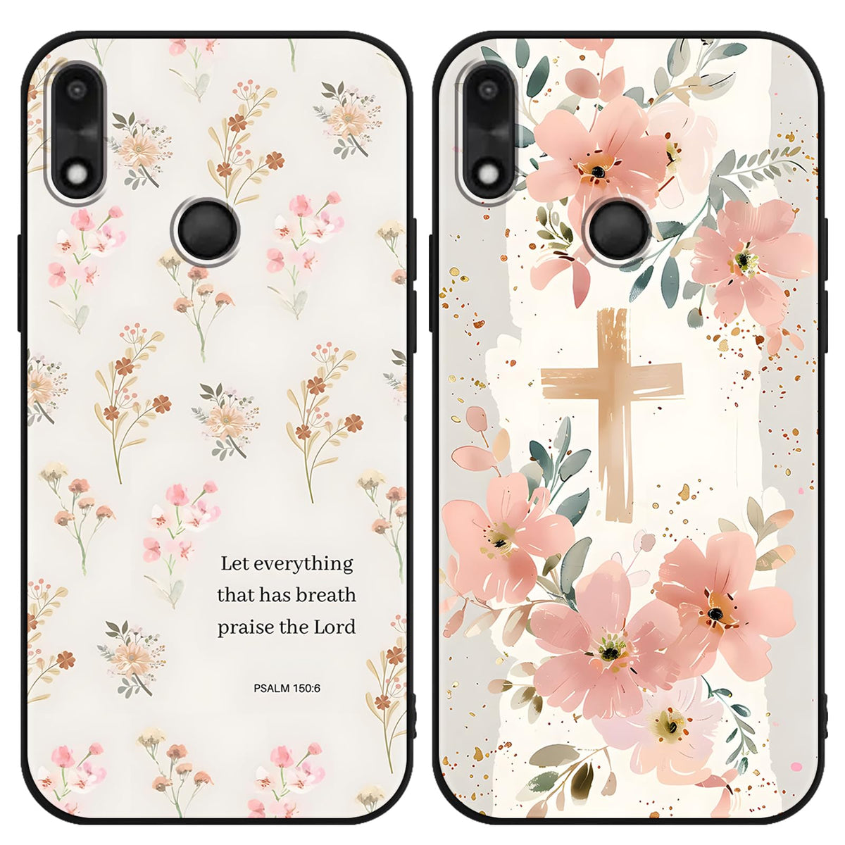 2 Pack Cartoon Floral Phone Case for Gabb Phone 4 6.1",Cute Kawaii Flower Collage Pattern Cases Aesthetic Design,Black TPU Bumper Protective Cover for Girls Women