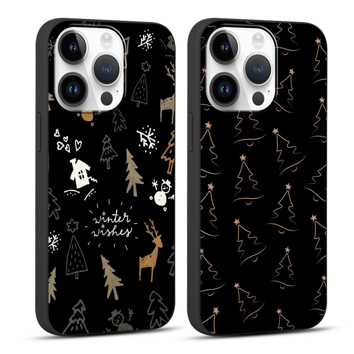 2 Pack Merry Christmas Phone Case for iPhone 13 / iPhone 14 6.1", Cute Red Christmas Truck Car Tree Candy Snowflake Pattern Case Anti-Scratch Shockproof Soft Silicone Gifts Girl Women Cover