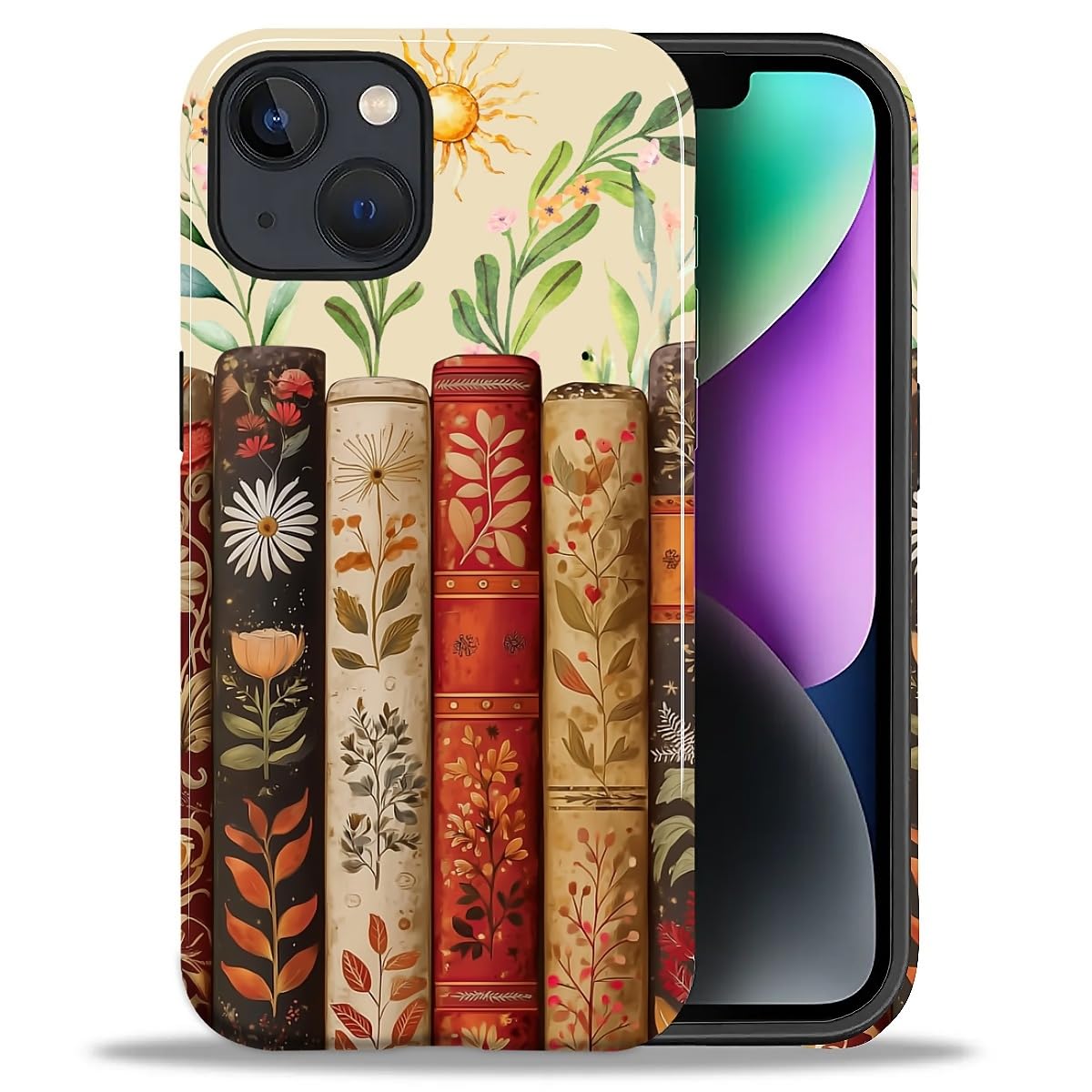 DAIZAG Case for iPhone 13 iPhone 14, Christmas Coffee Snowflake Cane Full-Body Design Hybrid Dual Protection Soft TPU + Hard PC, Shockproof Scratch-Resistant Protective Cover Phone Case for Men Women