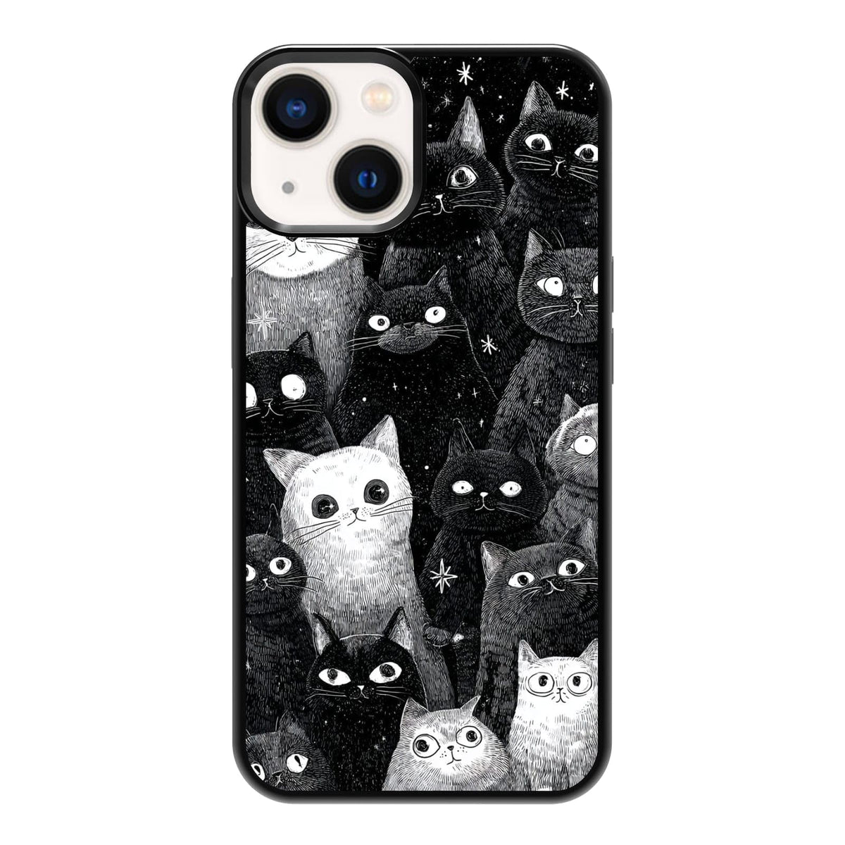 Lush Tropical Monstera Leaves Black Cat Botanical Art Phone Case, Shockproof Protective Cover for iPhone 11 12 13 14 15 16 17 Pro Max Plus Mini XR 7 8 SE