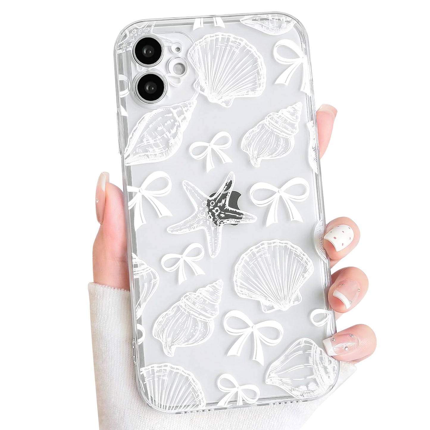 NITITOP Compatible with iPhone 15 Case Clear Sea - White Turtle | Cute, Shell whale ocean animal, For women men girls boys, Slim, Soft TPU, Shockproof