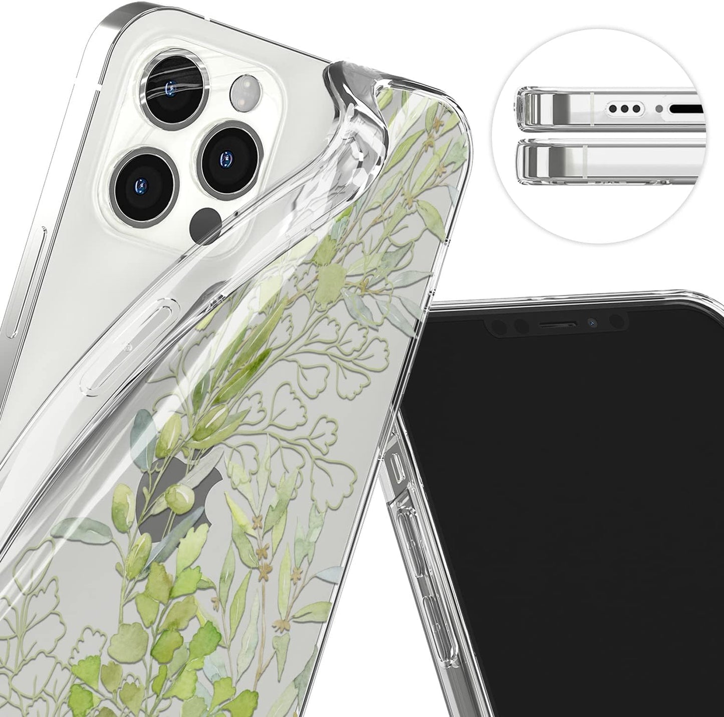 Phone Case Compatible with iPhone 17 Air 16e 15 Pro Max 14 Plus 13 12 Mini SE 11 Lightweight Olive Leaves Shockproof Plants Flexible Botanical Fern Green Herbs Cell Protective Print Floral