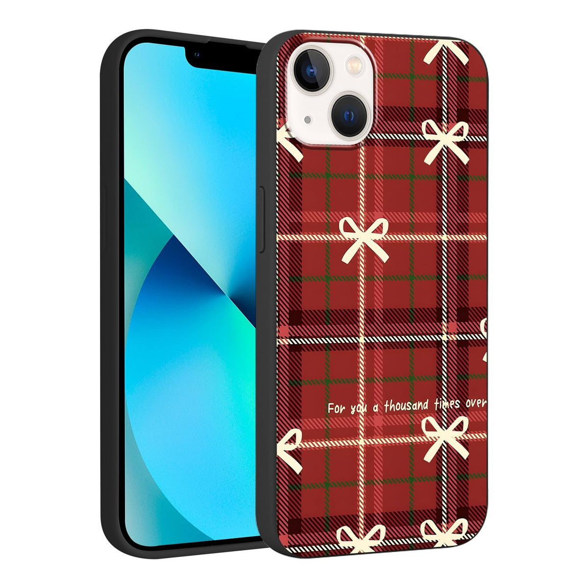 Merry Christmas Plaid Checkered Phone Case for iPhone 11 6.1", Cute Xmas Case Red Grey Scottish Tartan Grid Stripe Pattern Design Cover Shockproof Soft Silicone Protective Funda for Girl Women