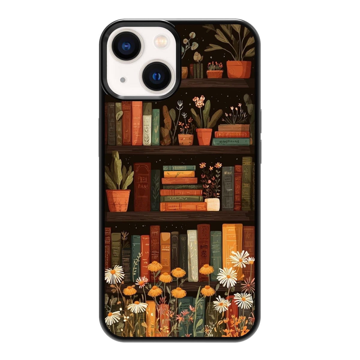 Aesthetic Bookshelf Urban Jungle Potted Plants Botanical Phone Case, Shockproof Protective Cover for iPhone 11 12 13 14 15 16 17 Pro Max Plus Mini XR 7 8 SE