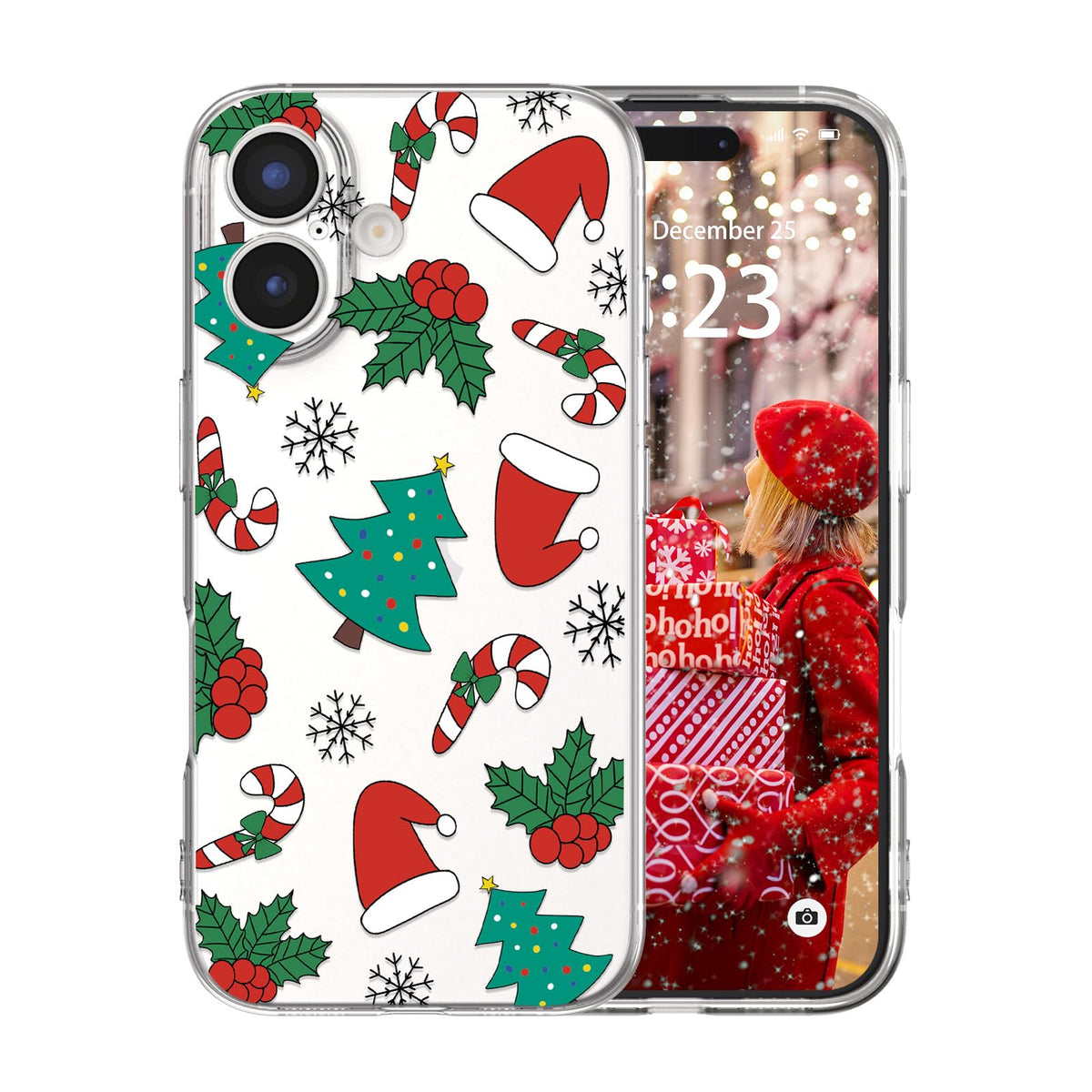 for iPhone 16 Christmas Case Cute Xmas Tree Clear - Gingerbread Man | Xmas Santa Girly Women Girls Kids Snowflakes Candy Winter Holiday Festival Gifts Trendy Soft Protective Cover