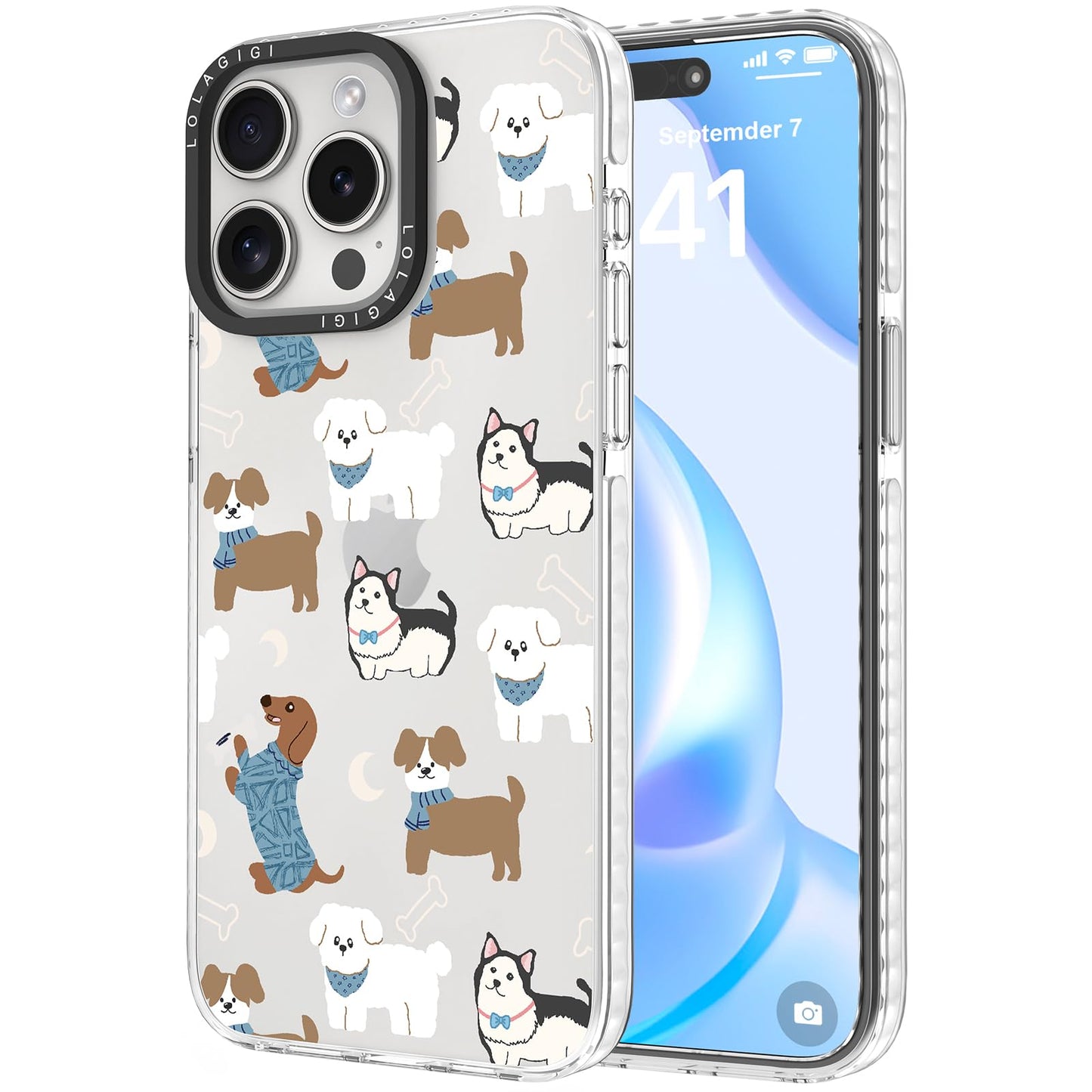Case for iPhone 16 Pro Max Purple Cute Puppy Dog Animal Print | Kawaii Aesthetic Girly Design, Supports Wireless Charging, Shockproof Protection Soft TPU Phone Cover, 6.9"