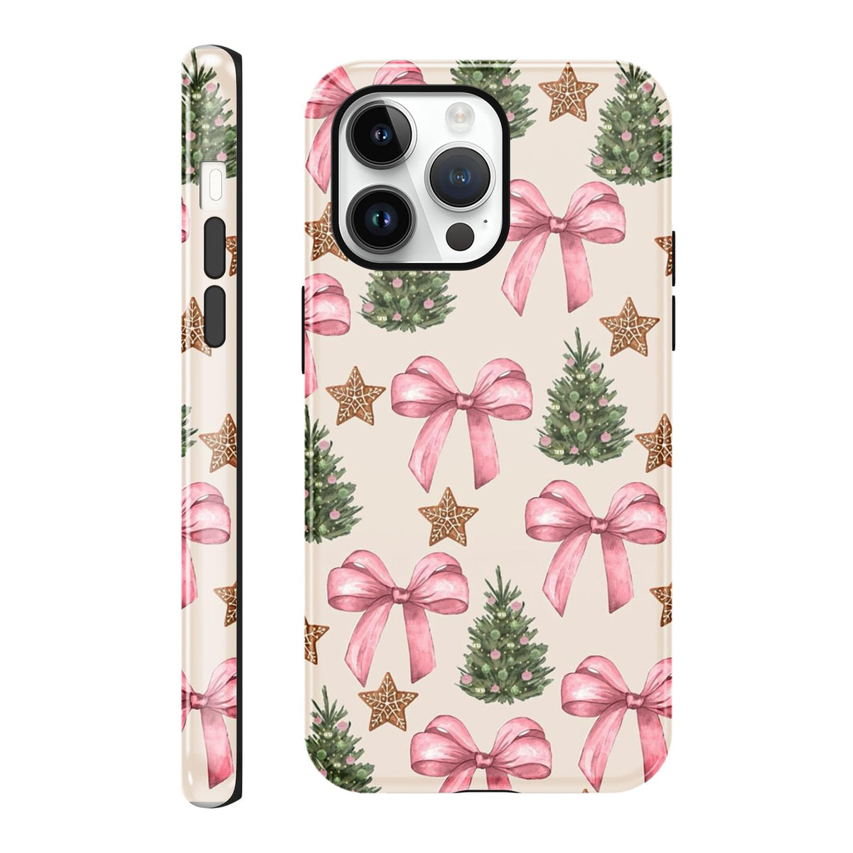 Merry Christmas Phone Case for iPhone 13/14, Cute Case with Candy Gingerbread Man Pattern, Hybrid Durable Shockproof Soft Silicone Cover for Girl Women Men Boys