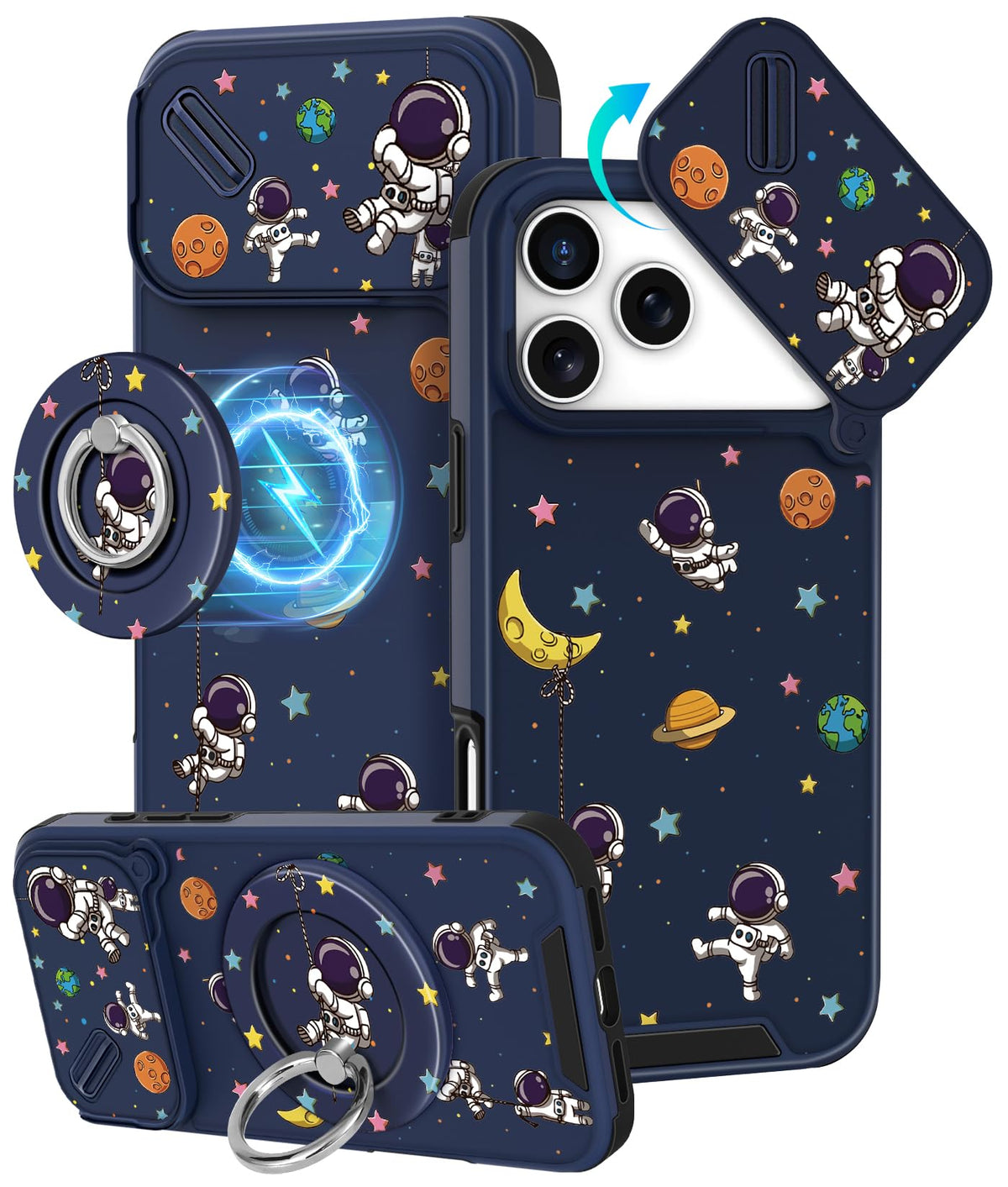 Buleens for iPhone 17 Pro Max Case 6.9 Inch - with Ring Stand & Camera Cover Aesthetic Cute Designed for Women Girls Girly Cartoon Kawaii Dogs Phone Case for iPhone 17 Pro Max Compatible with Magsafe